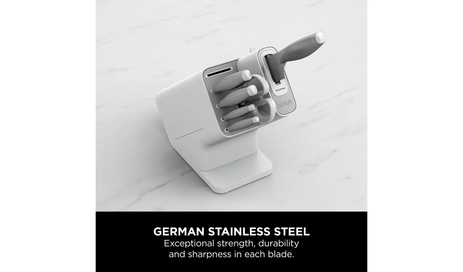 Ninja Stay Sharp 6 Piece Stainless Steel Knife Block - White