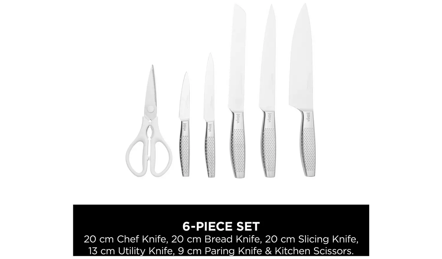 Ninja Stay Sharp 6 Piece Stainless Steel Knife Block - White