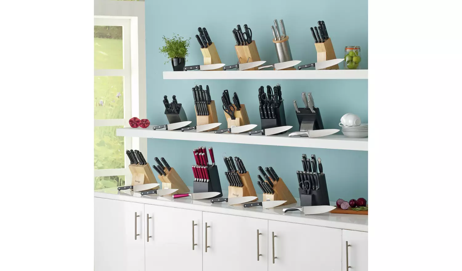 Home Essentials 5 Piece Knife Set with Wooden Knife Block