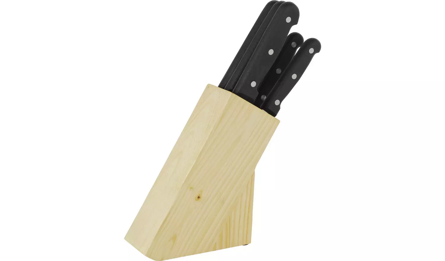 Home Essentials 5 Piece Knife Set with Wooden Knife Block