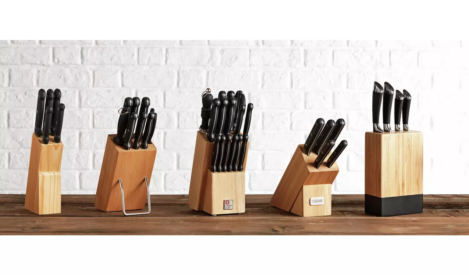 Home Essentials 5 Piece Knife Set with Wooden Knife Block
