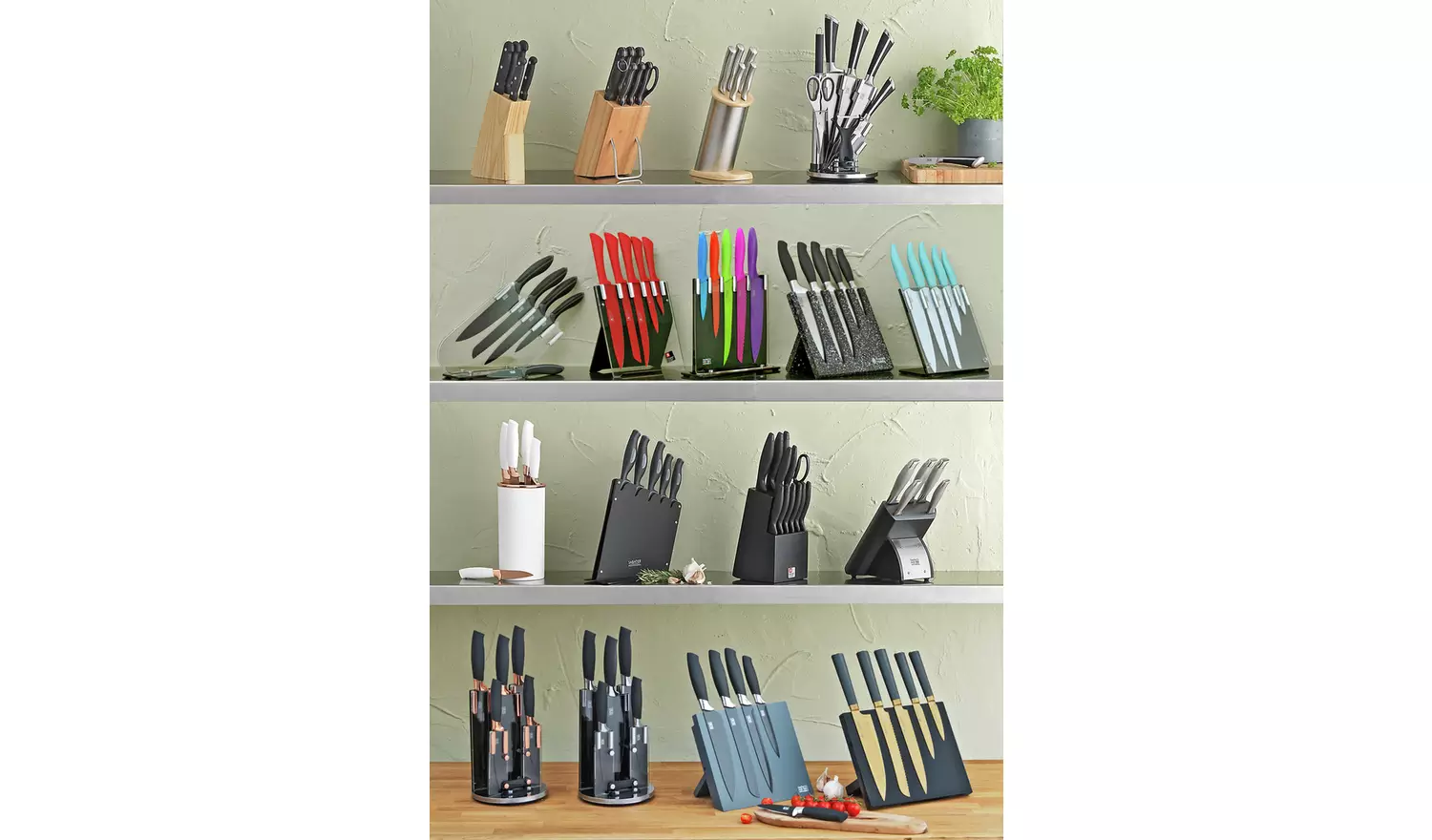 Home Essentials 5 Piece Knife Set with Wooden Knife Block