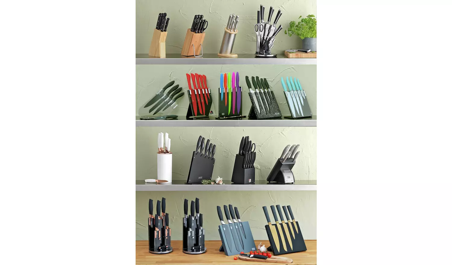 Home Essentials 5 Piece Knife Set with Wooden Knife Block