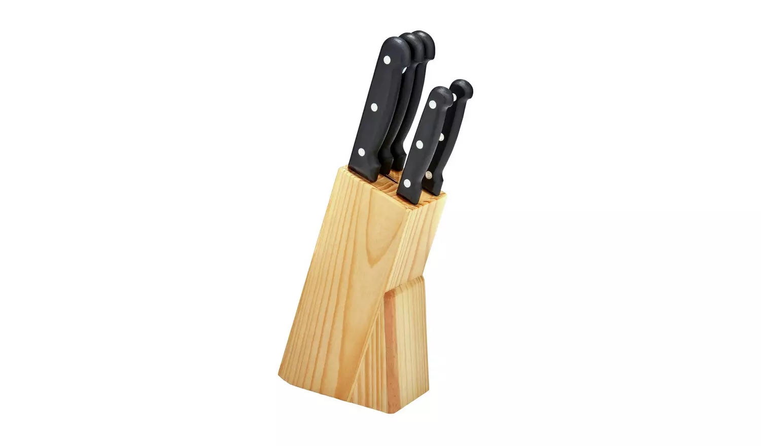 Home Essentials 5 Piece Knife Set with Wooden Knife Block