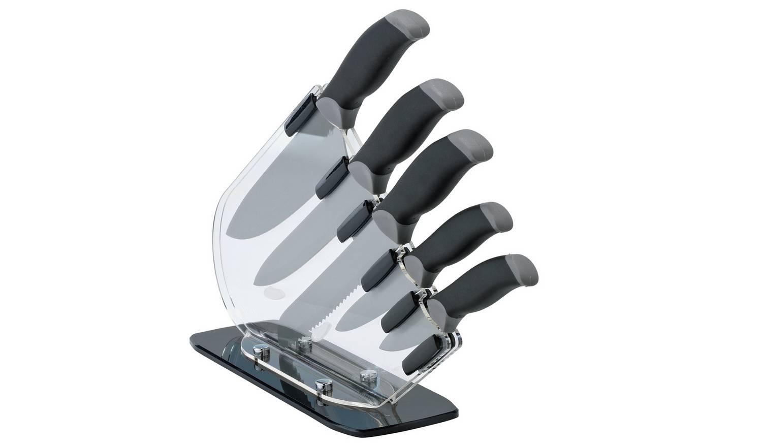 Argos Home 5 Piece Sloping Knife Block Set - Black & Grey