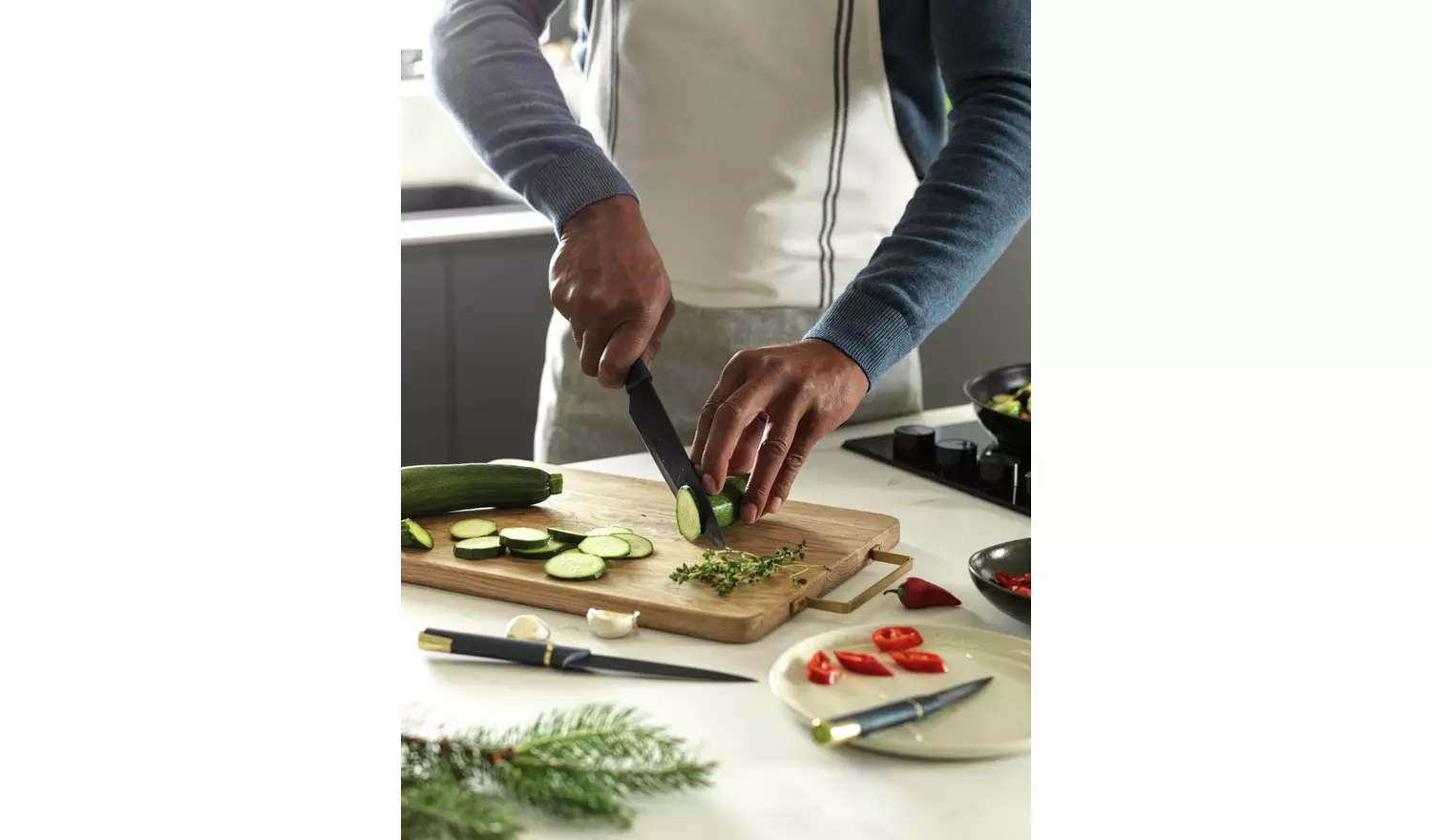 Tower 5 Piece Stainless Steel Knife Set - Blue and Gold