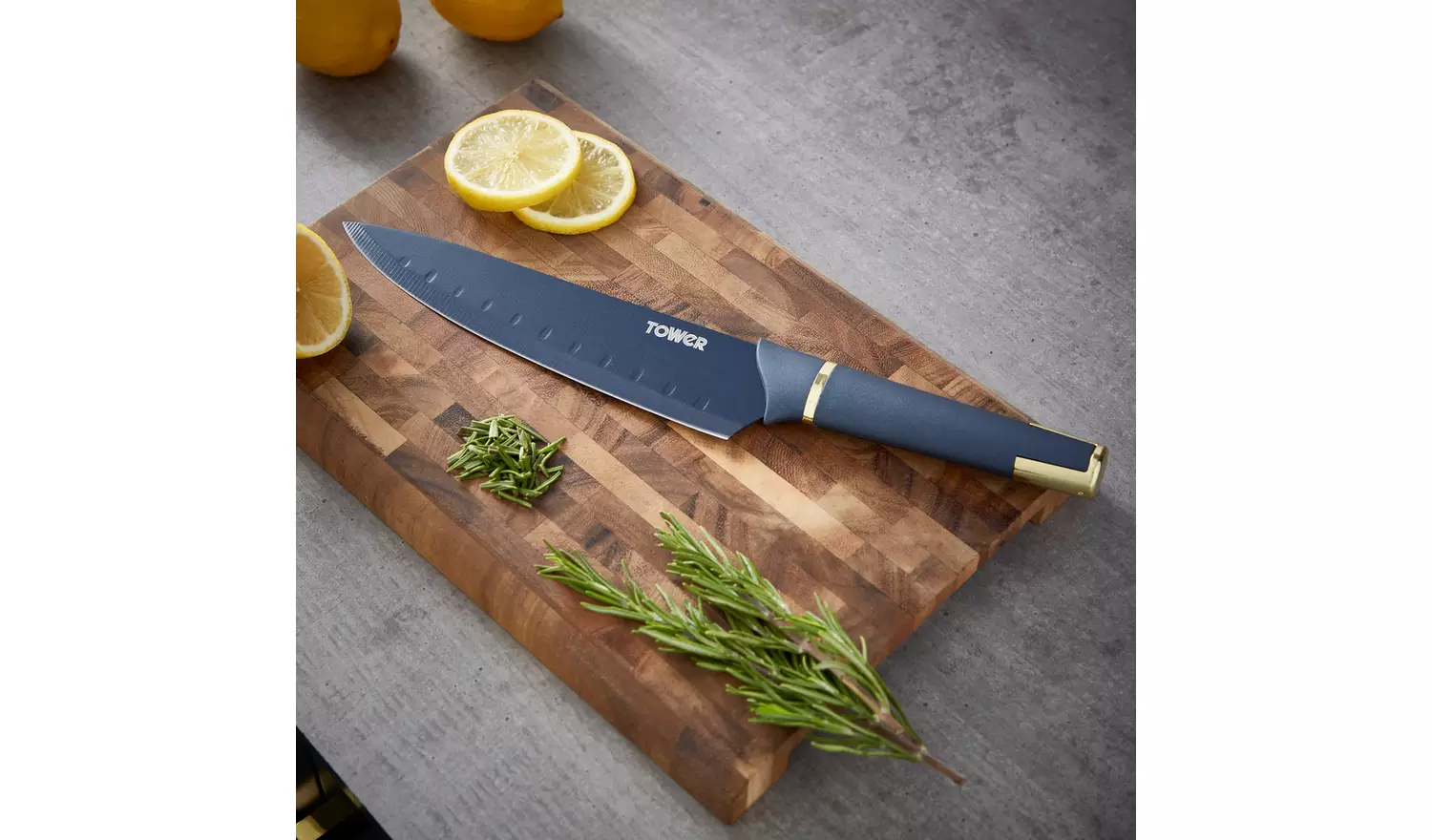 Tower 5 Piece Stainless Steel Knife Set - Blue and Gold