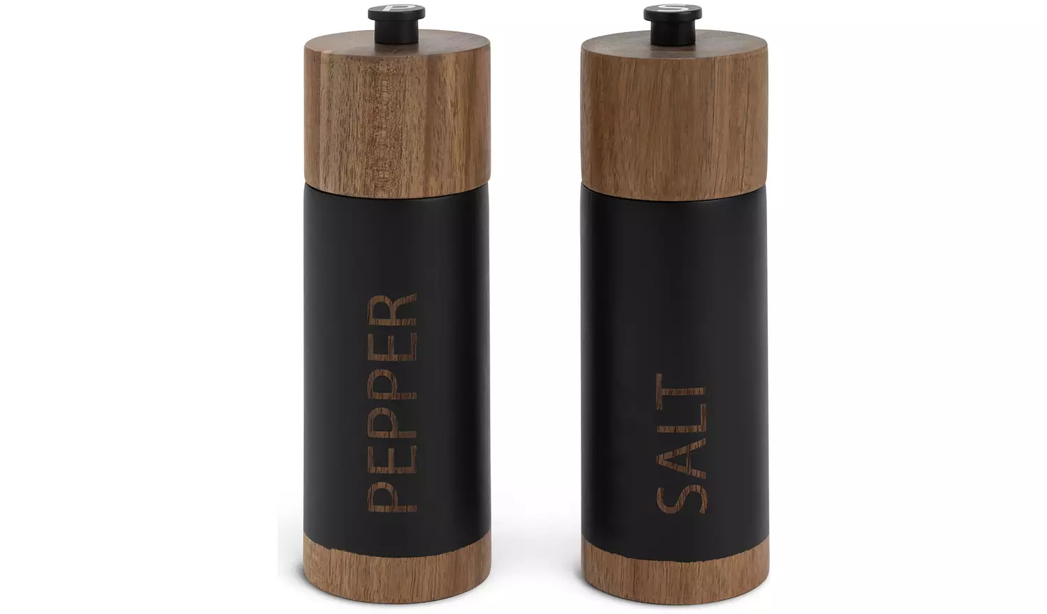 Habitat Acacia Wood Salt and Pepper Mill Set - Black