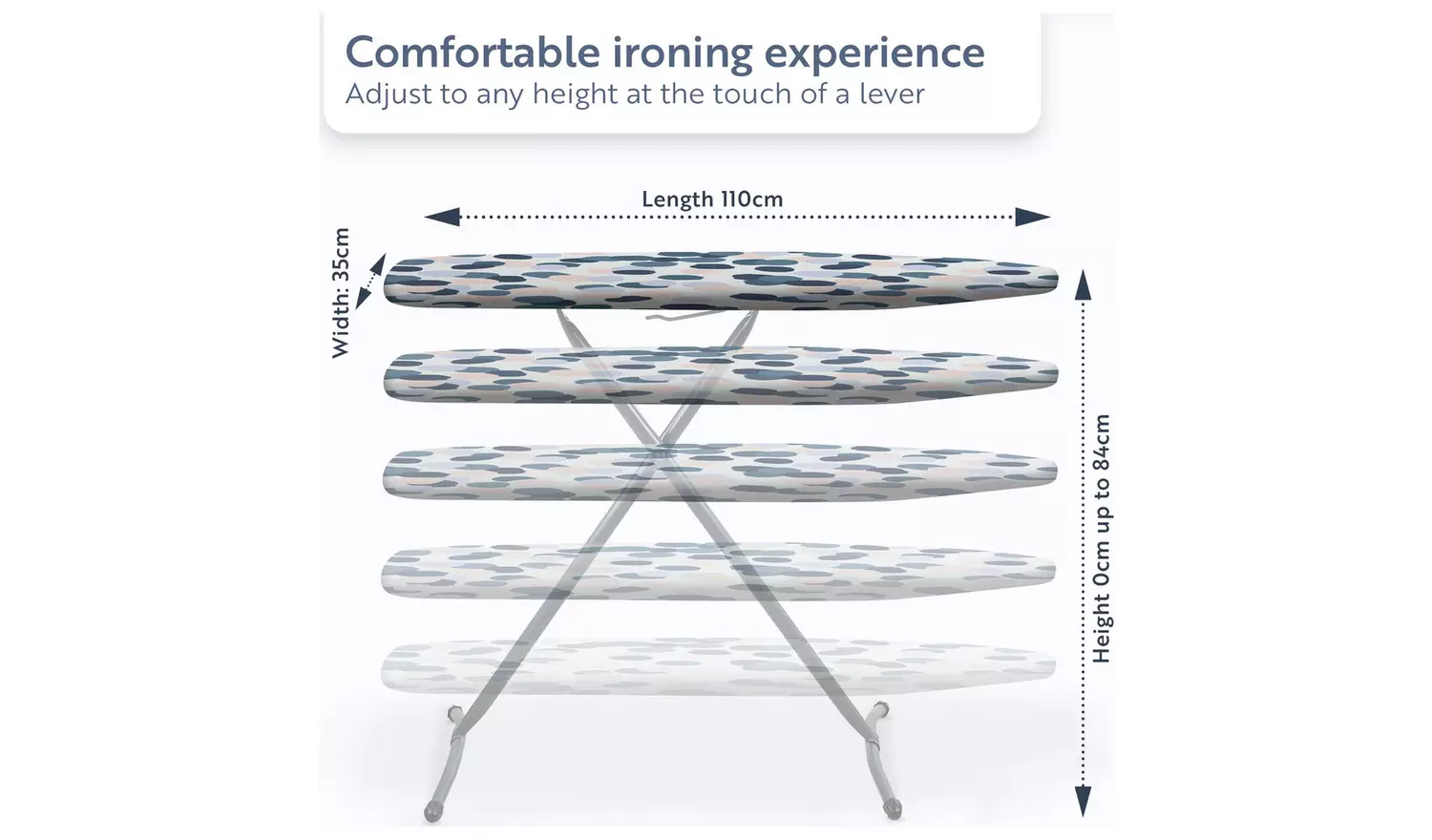 Minky CompactPro 97 x 33cm Ironing Board - Slate Grey