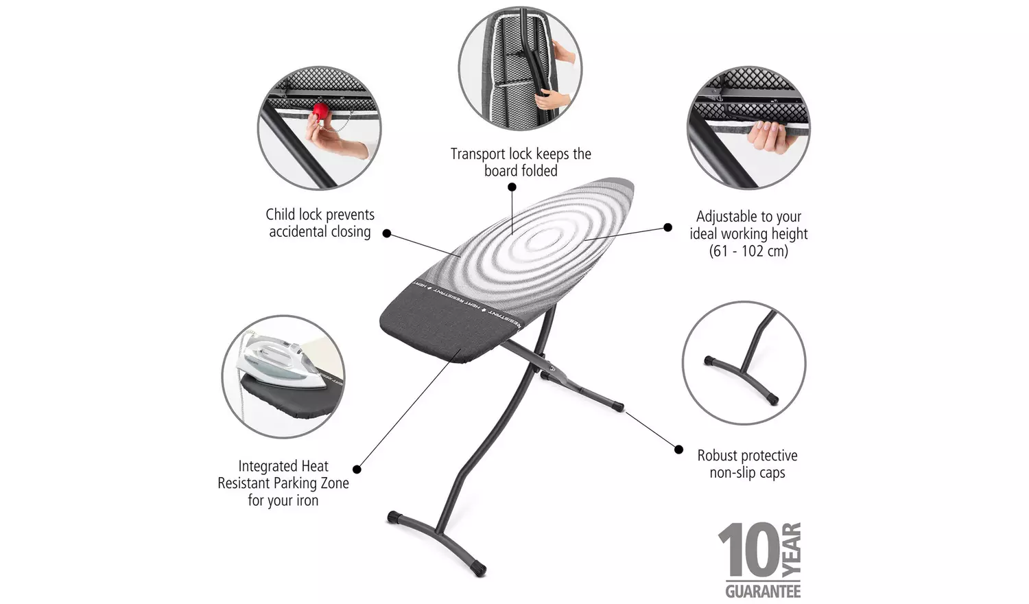 Brabantia Ironing Board D (135 x 45cm) - Titan Oval