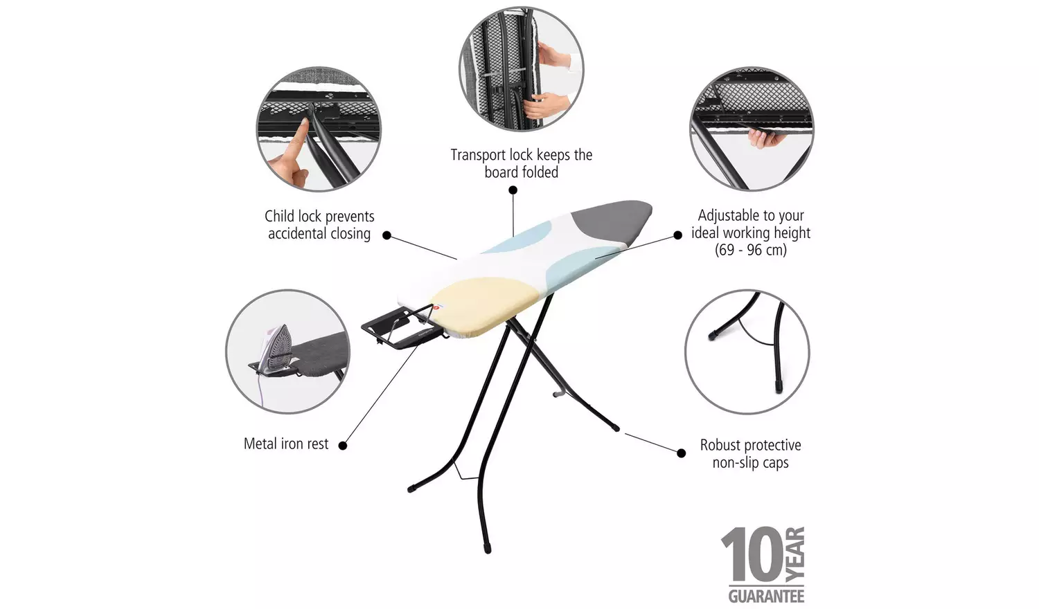 Brabantia Ironing Board B (124 x 38cm) - in Spring Bubbles