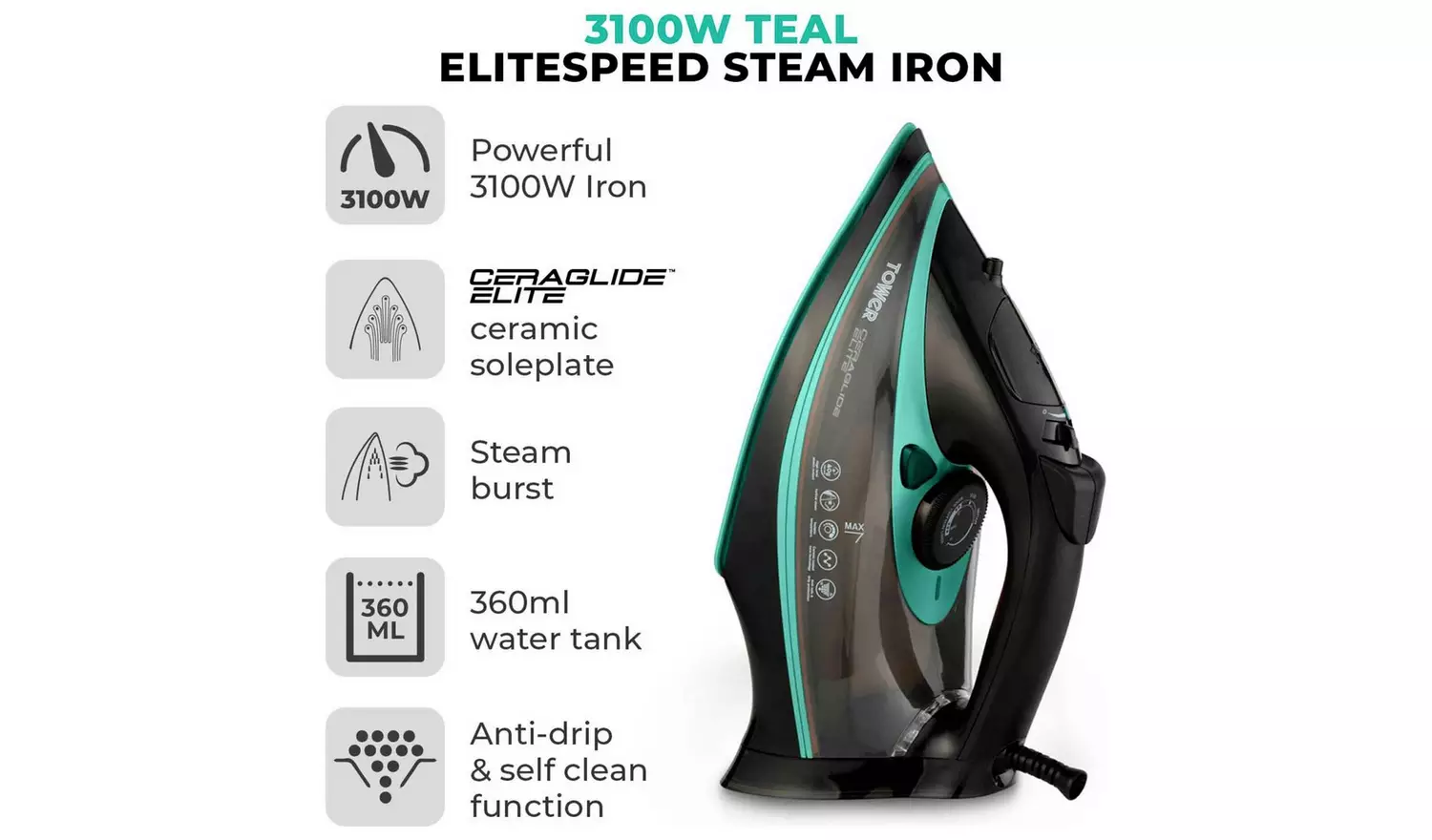 Tower T22013TL CeraGlide Steam Iron