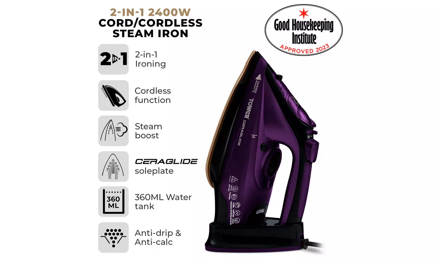 Tower T22008 2-in-1 Steam Iron