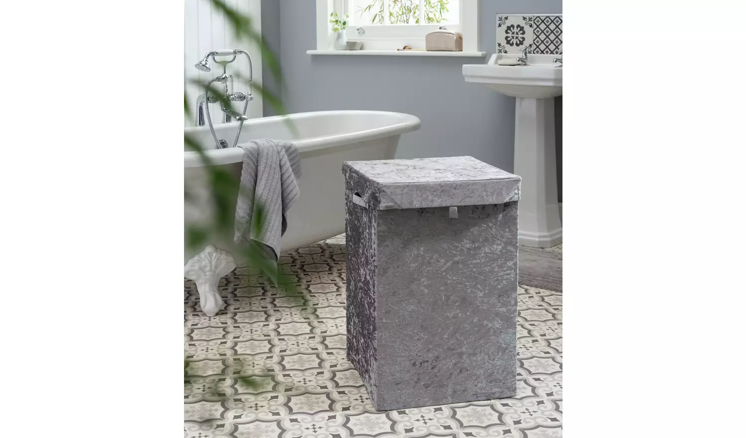 Argos Home Velour 90 Litre Laundry Container - Grey