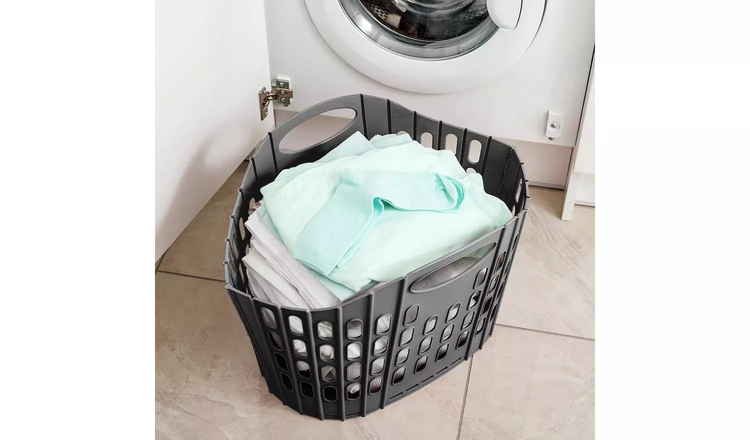 Addis 38 Litre Fold Flat Laundry Basket - Grey