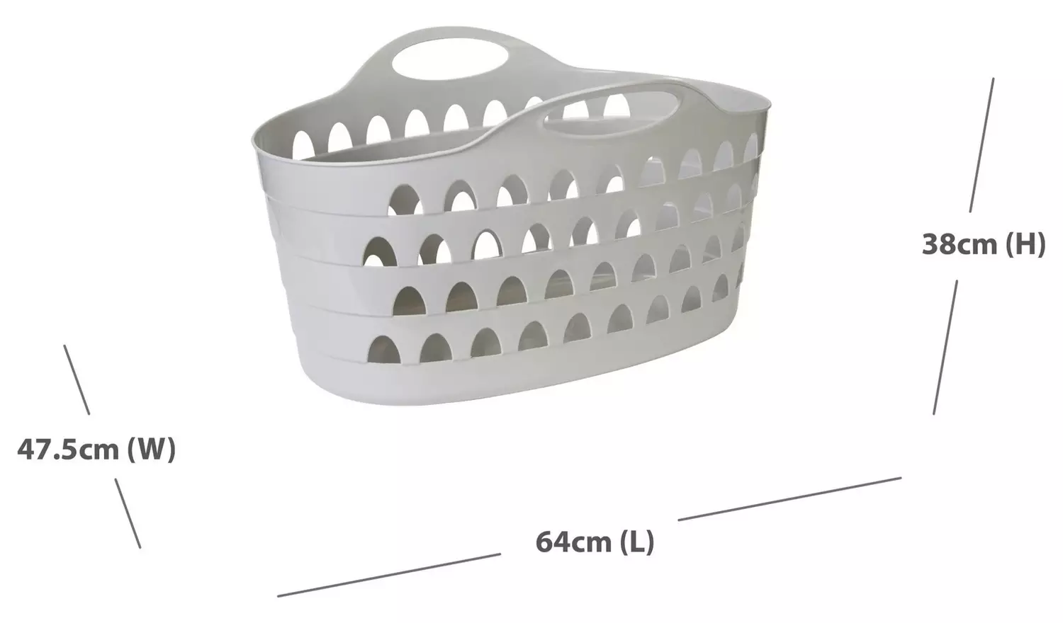 Strata 60L Flexible Laundry Plastic Basket - Grey