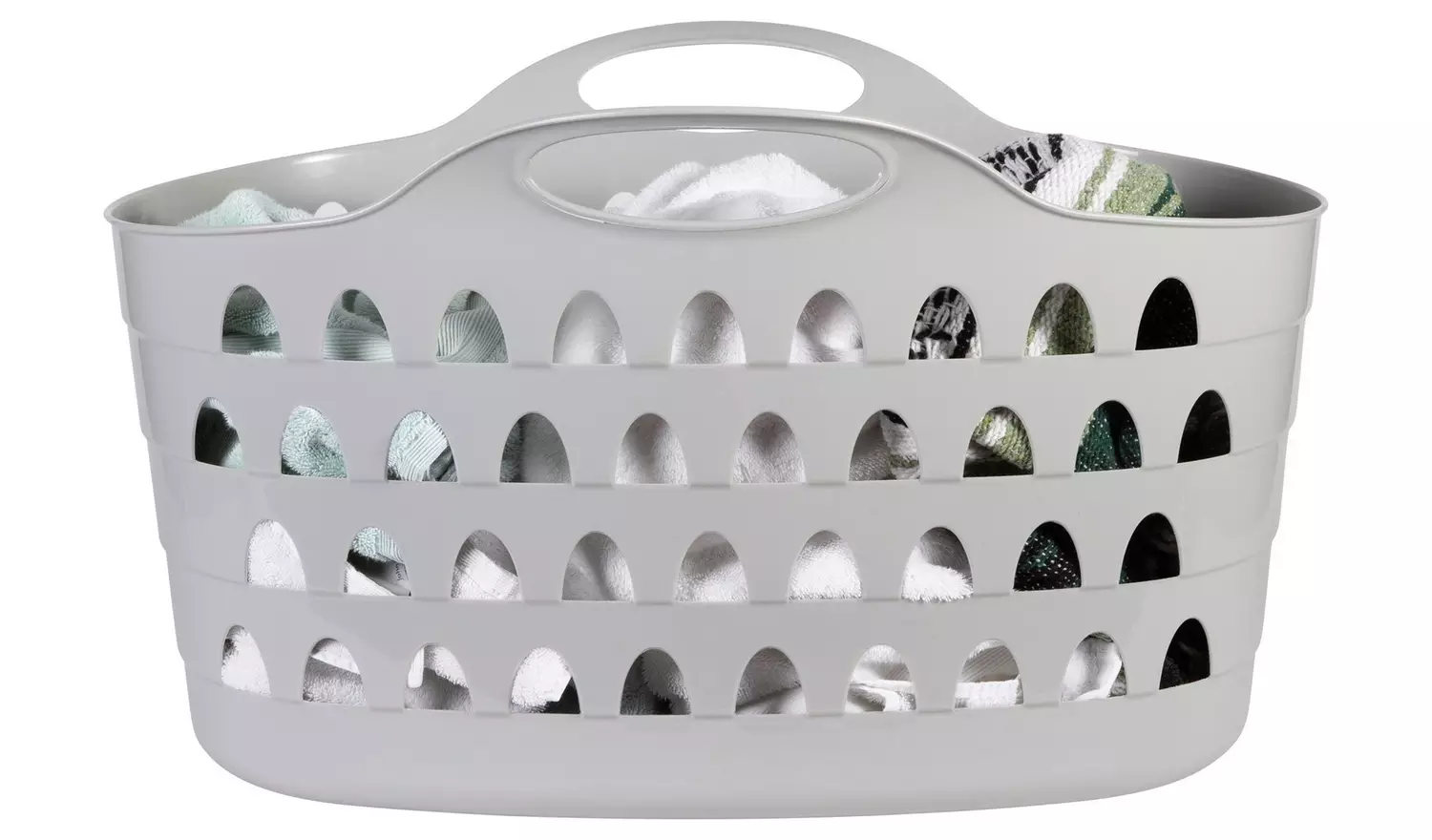 Strata 60L Flexible Laundry Plastic Basket - Grey