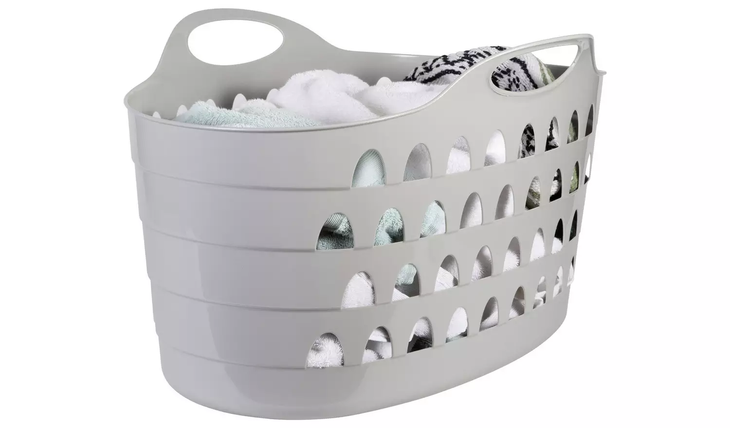 Strata 60L Flexible Laundry Plastic Basket - Grey