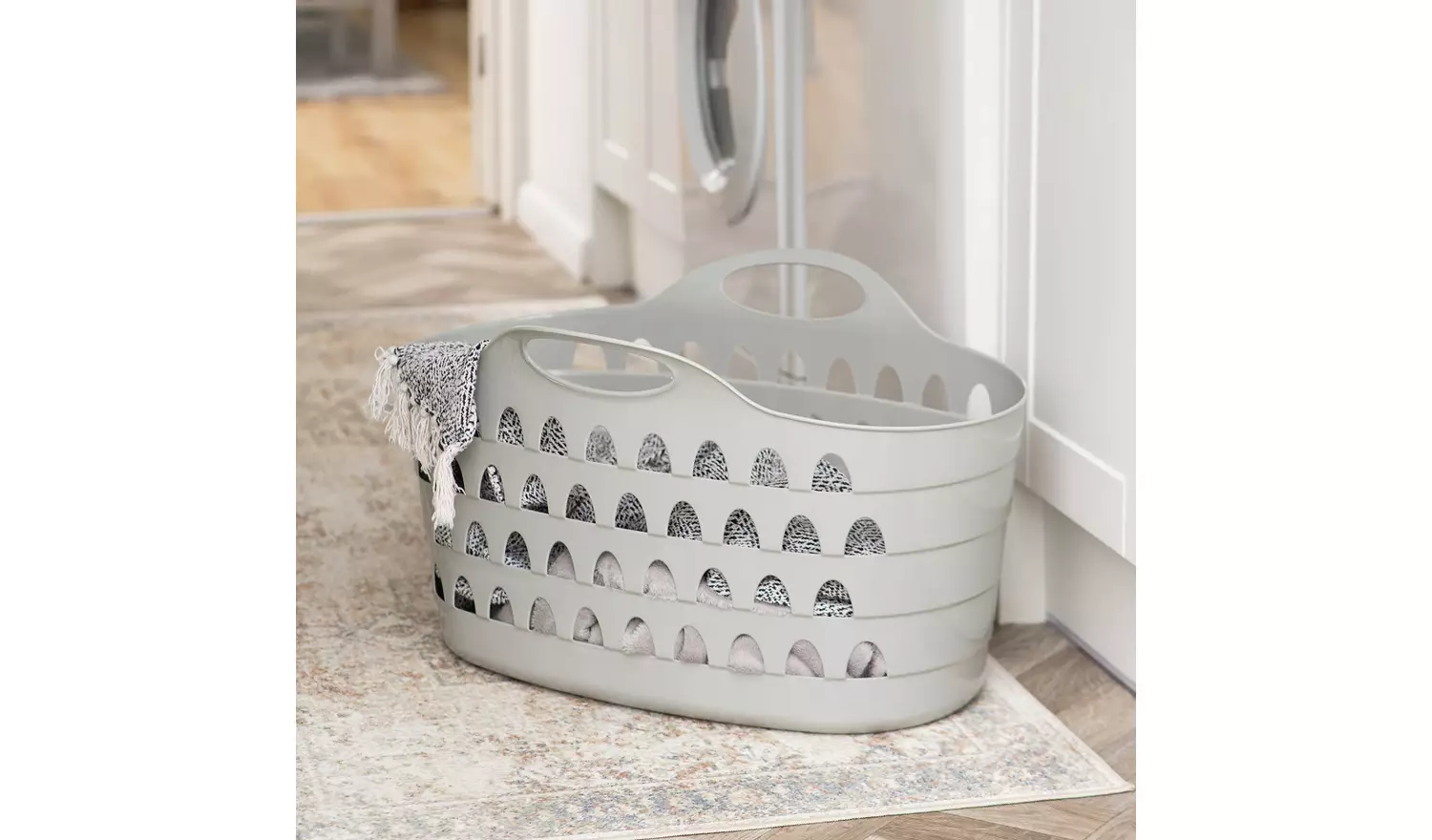 Strata 60L Flexible Laundry Plastic Basket - Grey
