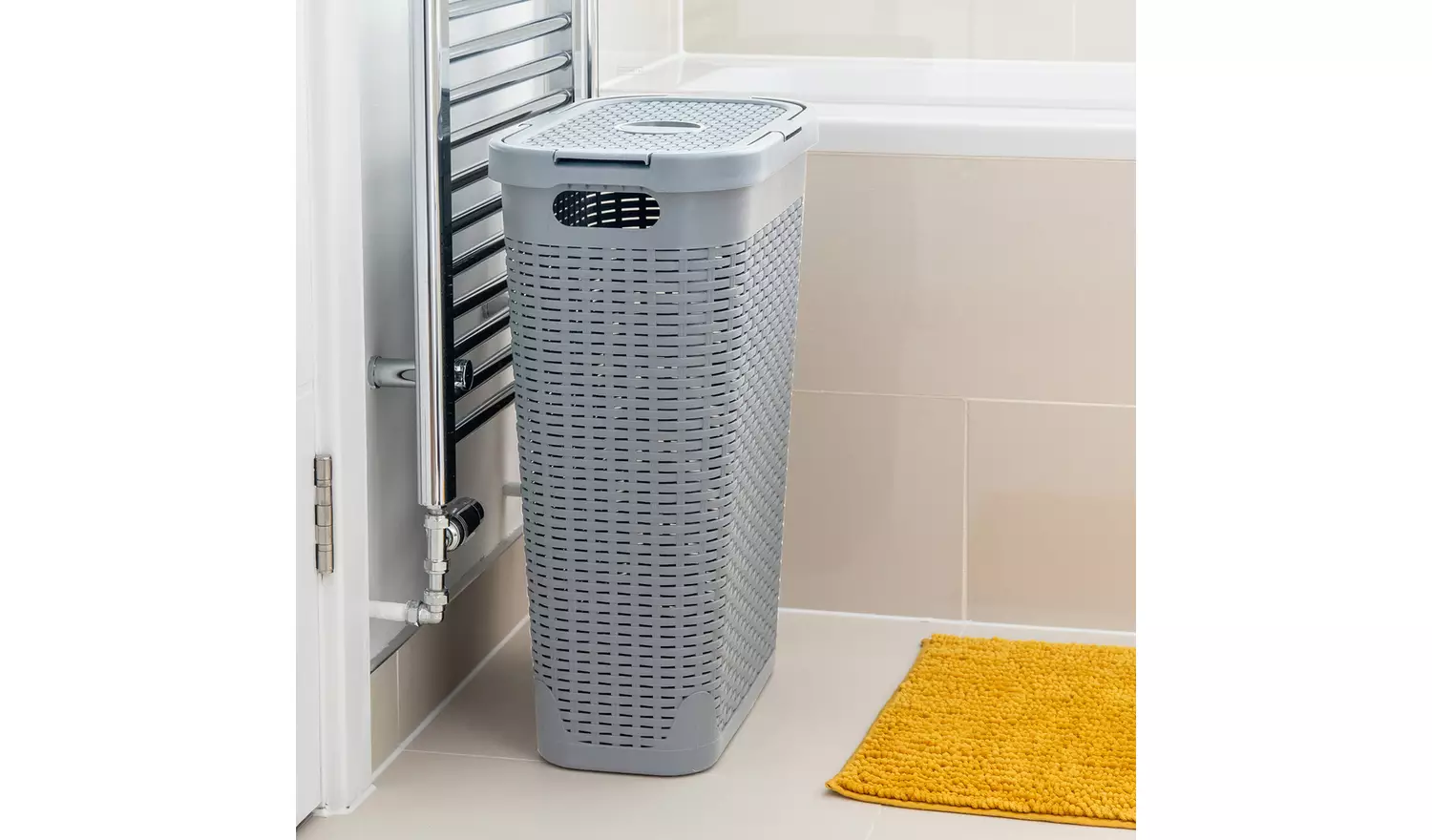 Addis 40 L Slimline Laundry Basket - Light Grey