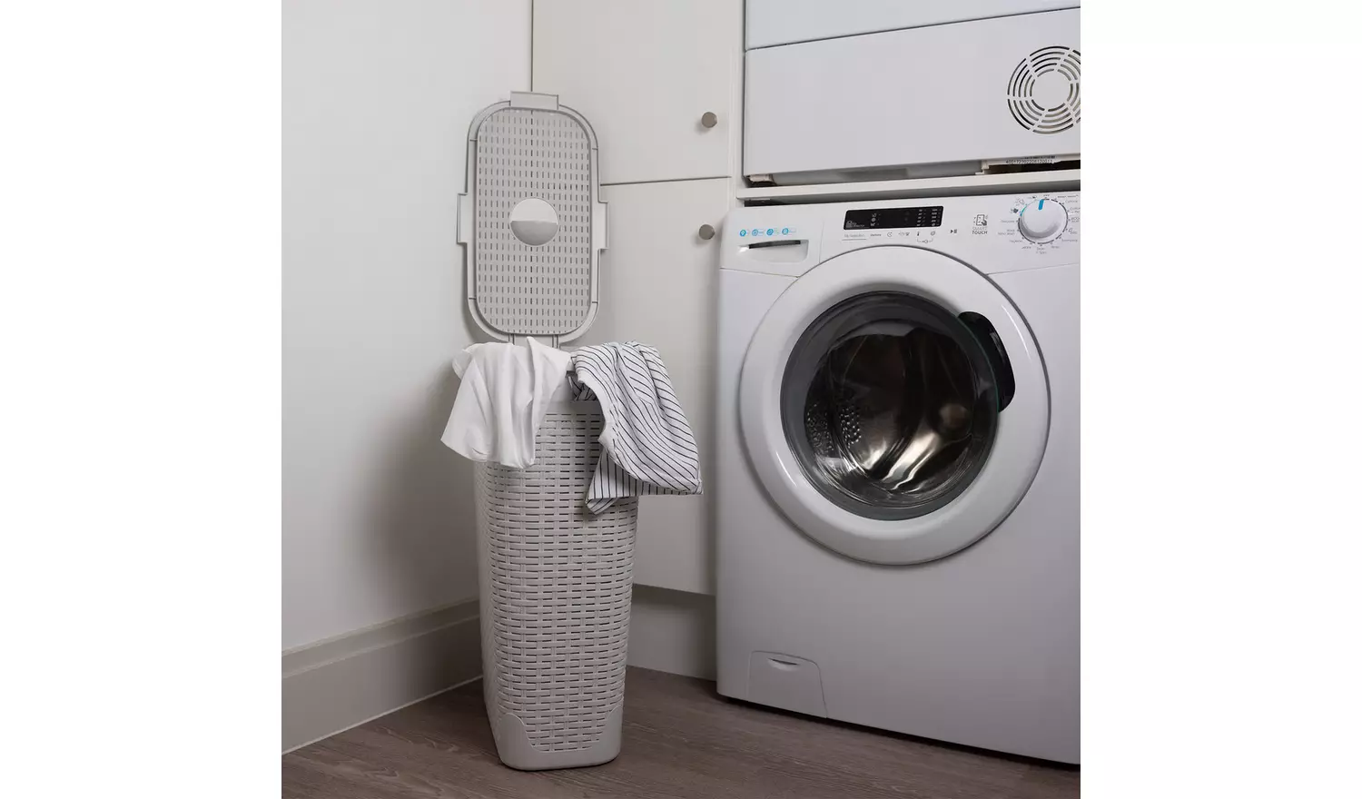 Addis 40 L Slimline Laundry Basket - Light Grey