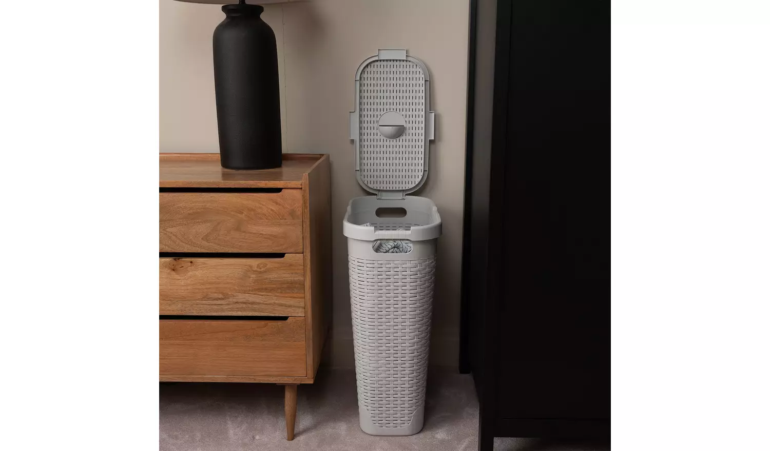 Addis 40 L Slimline Laundry Basket - Light Grey