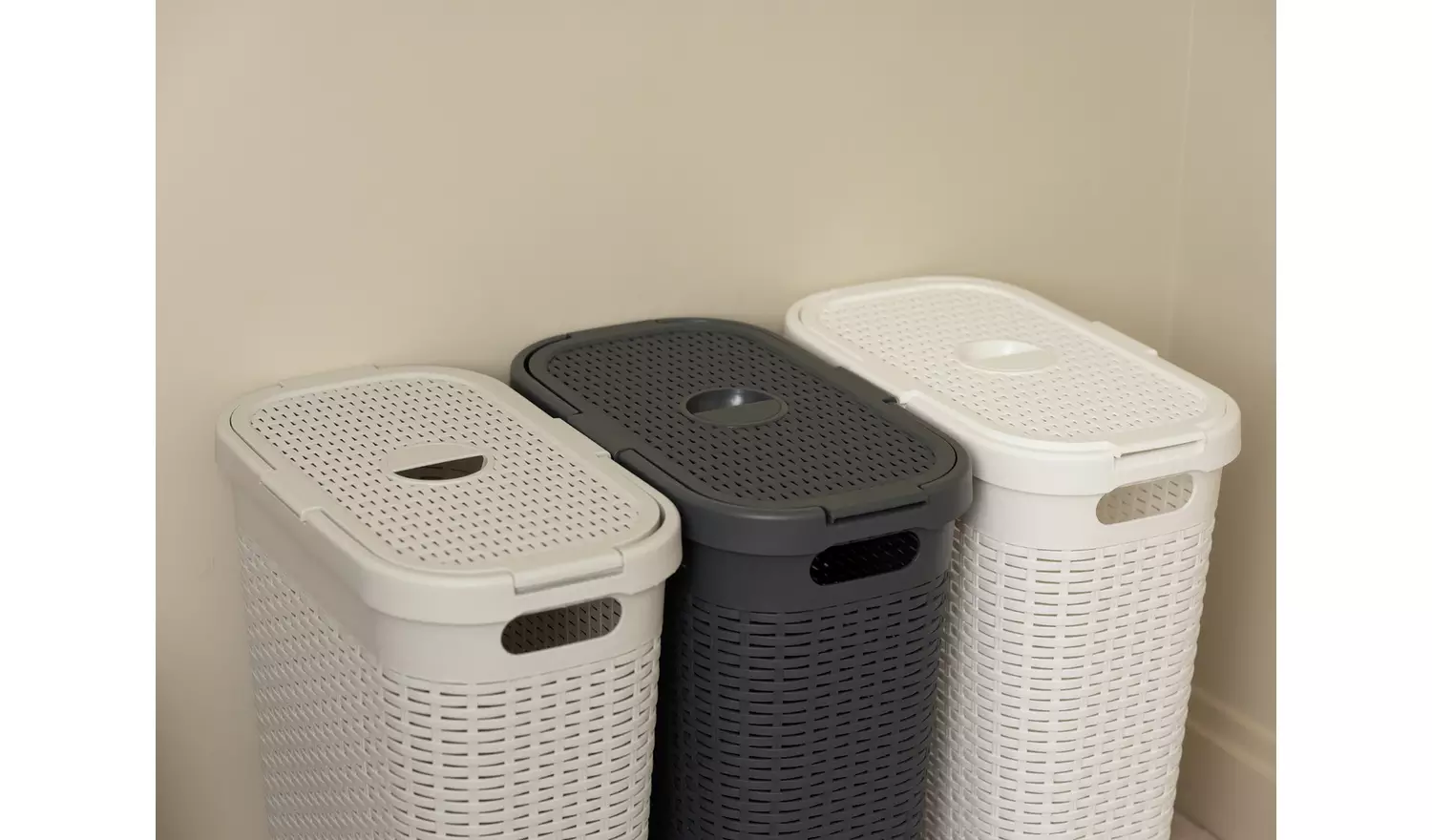 Addis 40 L Slimline Laundry Basket - Light Grey