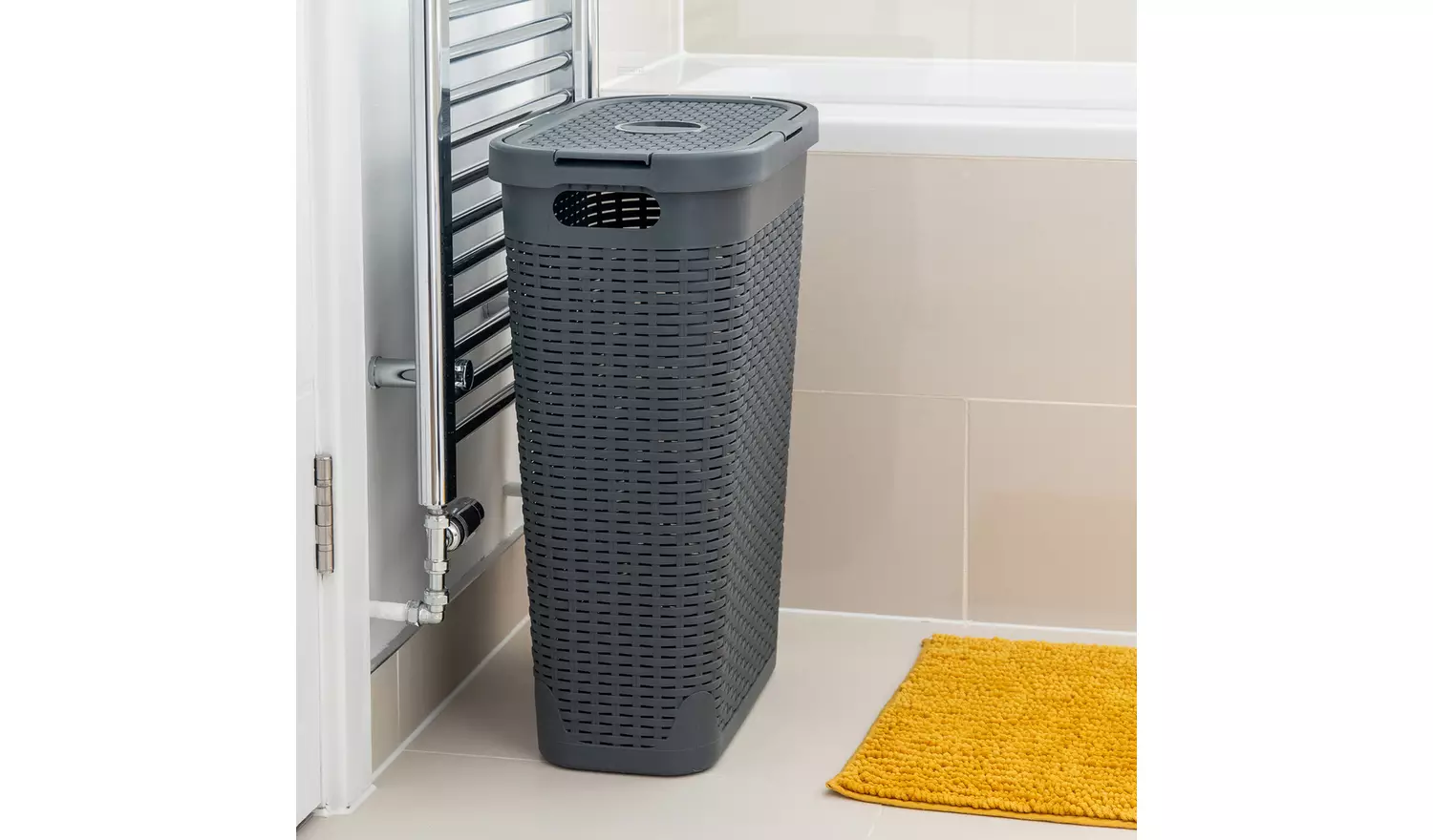 Addis 40 L Slimline Laundry Basket - Dark Grey