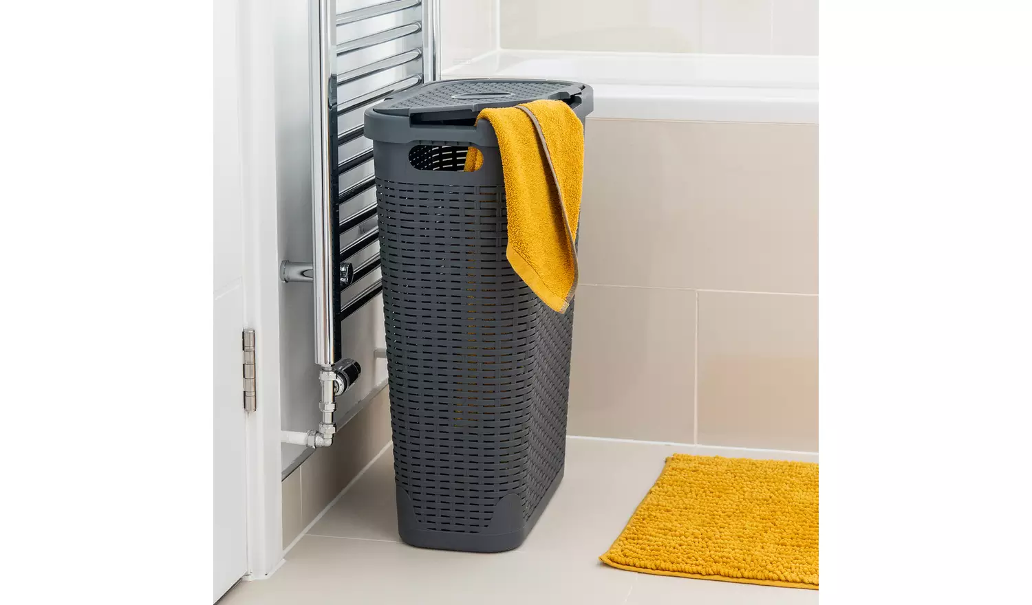 Addis 40 L Slimline Laundry Basket - Dark Grey