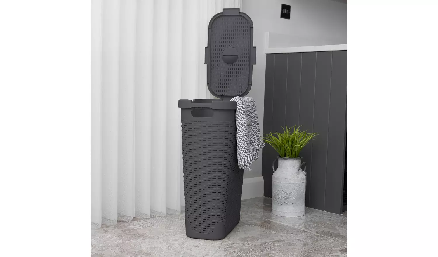 Addis 40 L Slimline Laundry Basket - Dark Grey