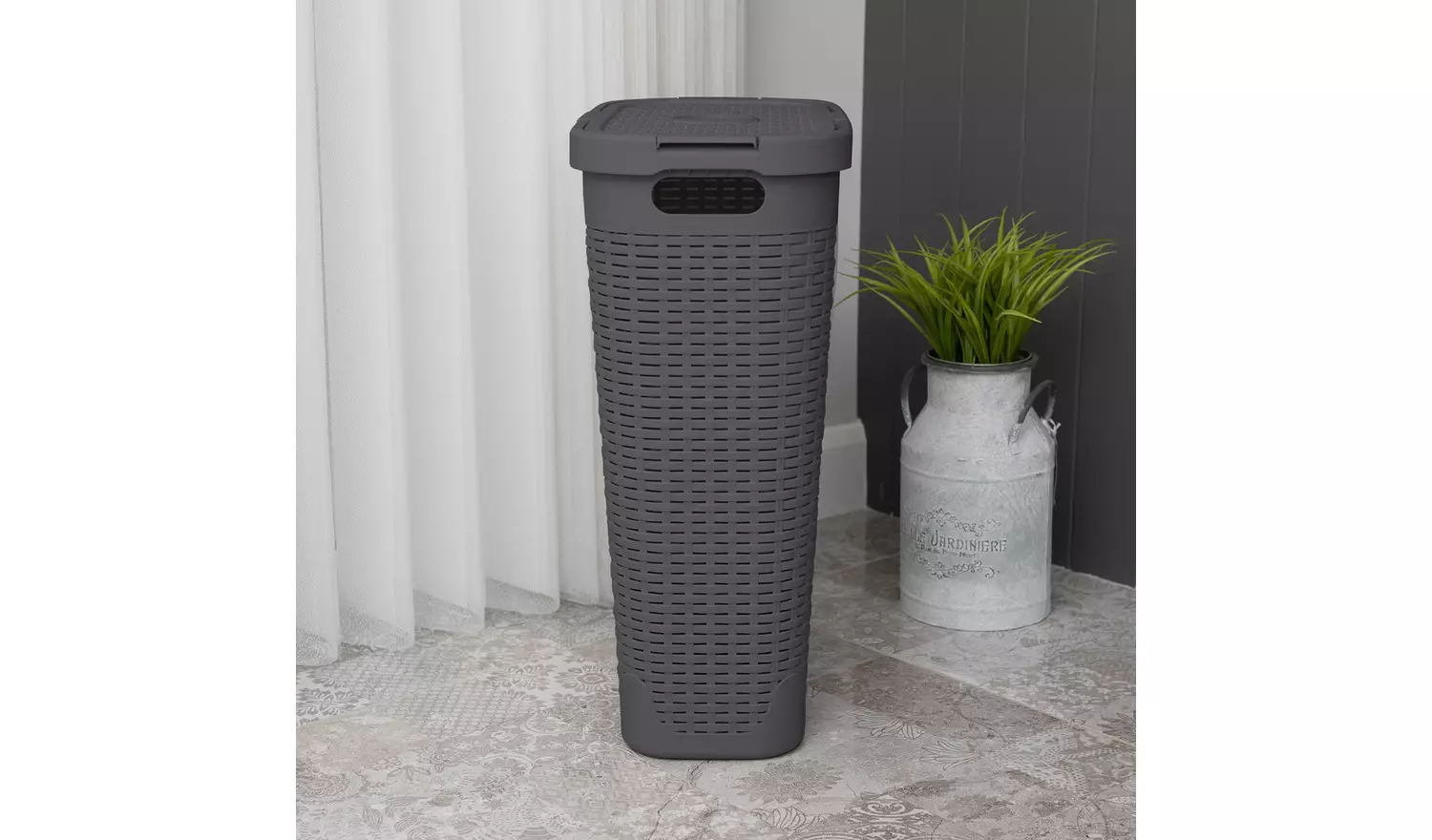 Addis 40 L Slimline Laundry Basket - Dark Grey