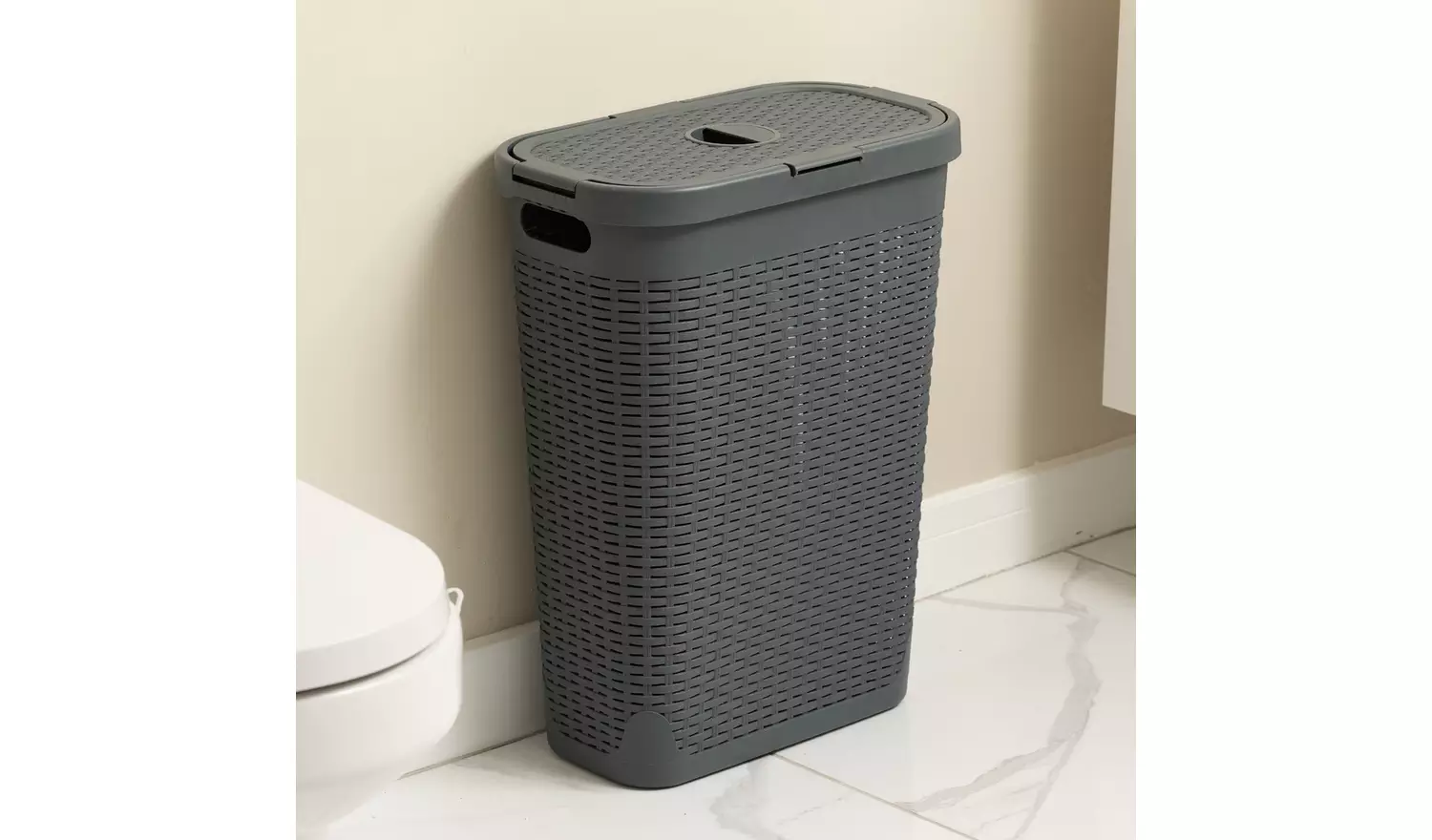 Addis 40 L Slimline Laundry Basket - Dark Grey