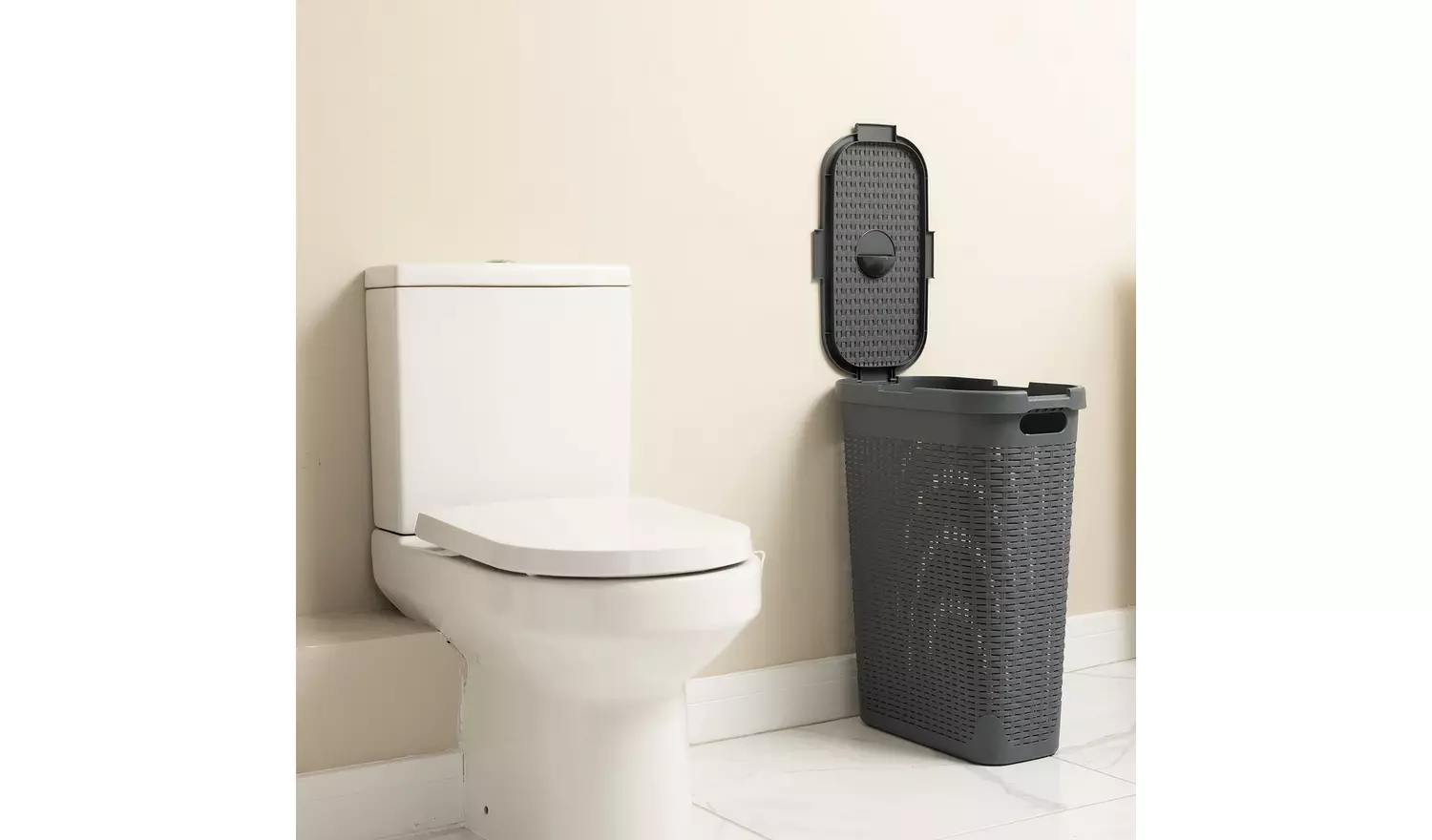 Addis 40 L Slimline Laundry Basket - Dark Grey