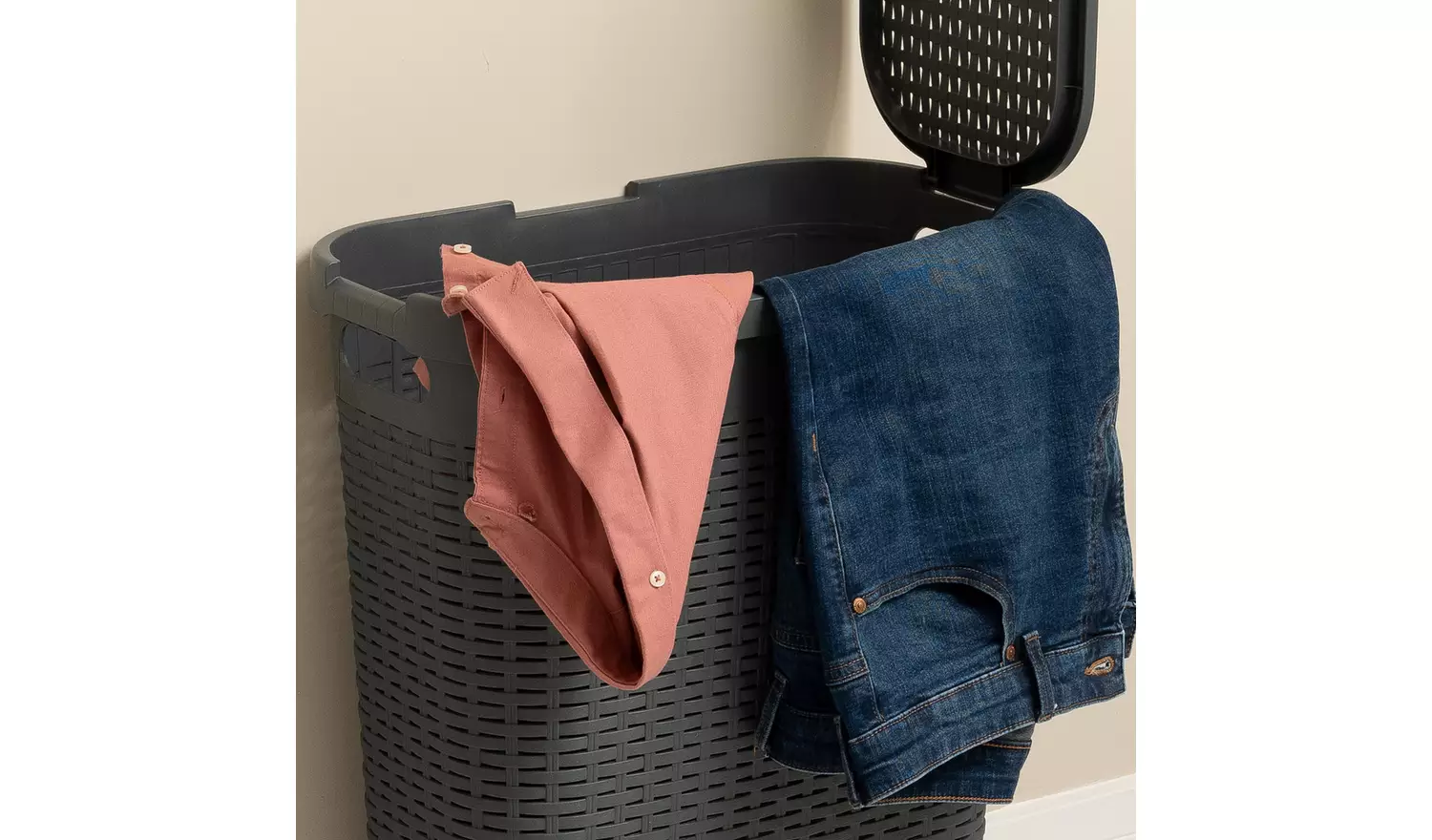 Addis 40 L Slimline Laundry Basket - Dark Grey