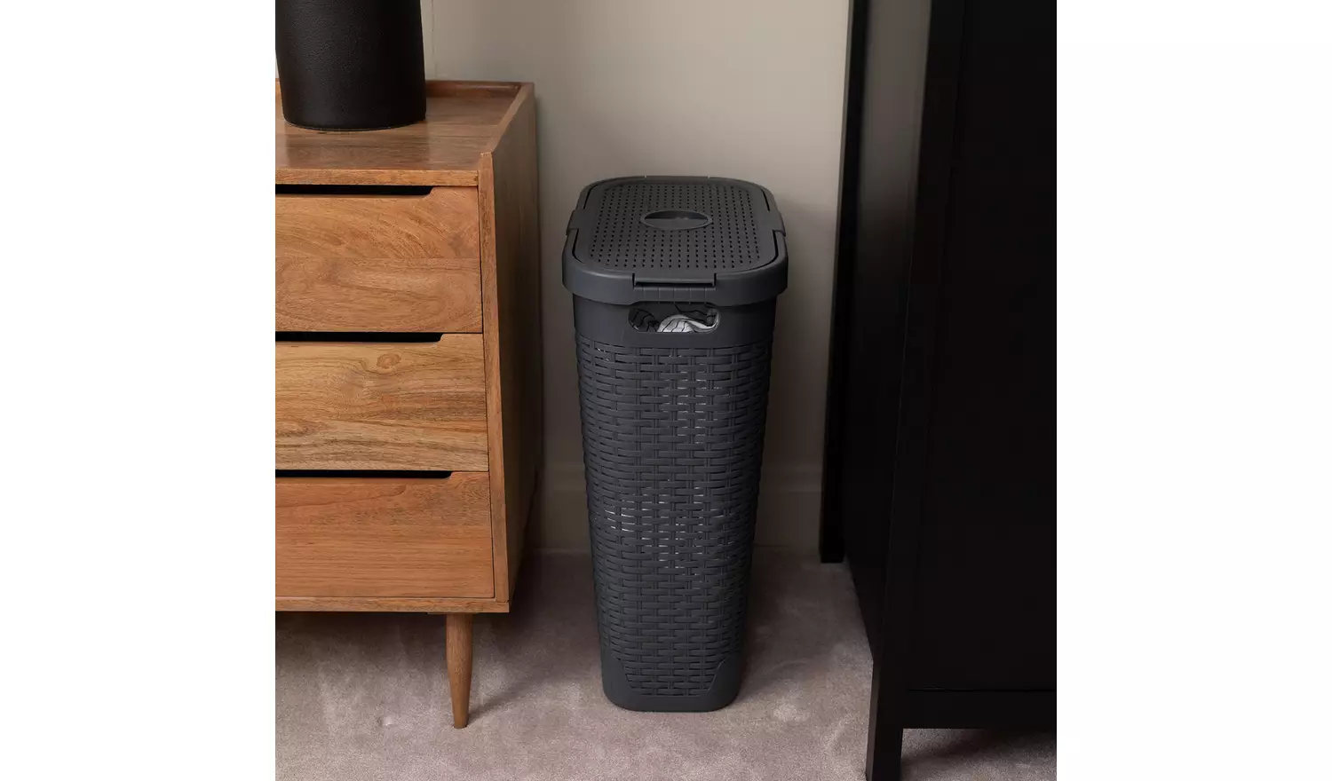 Addis 40 L Slimline Laundry Basket - Dark Grey