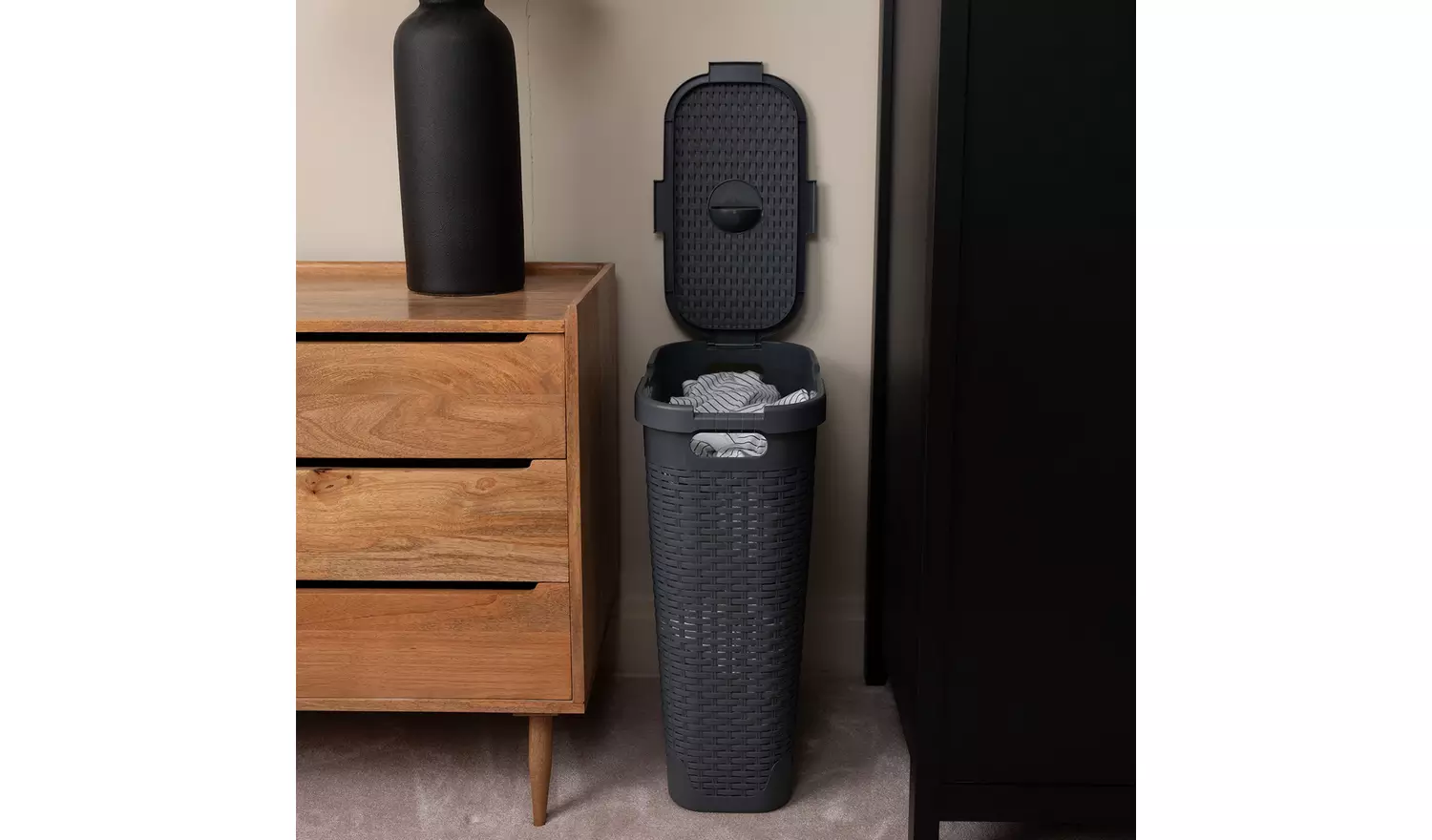 Addis 40 L Slimline Laundry Basket - Dark Grey