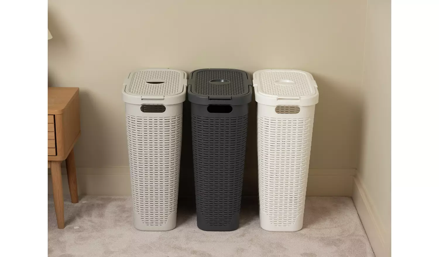 Addis 40 L Slimline Laundry Basket - Dark Grey