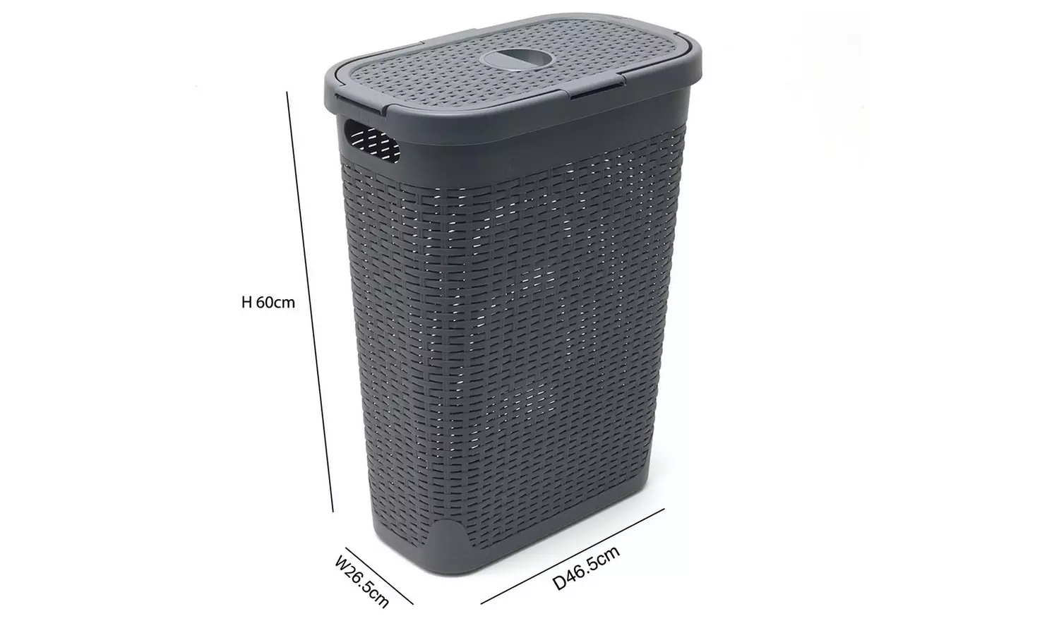 Addis 40 L Slimline Laundry Basket - Dark Grey