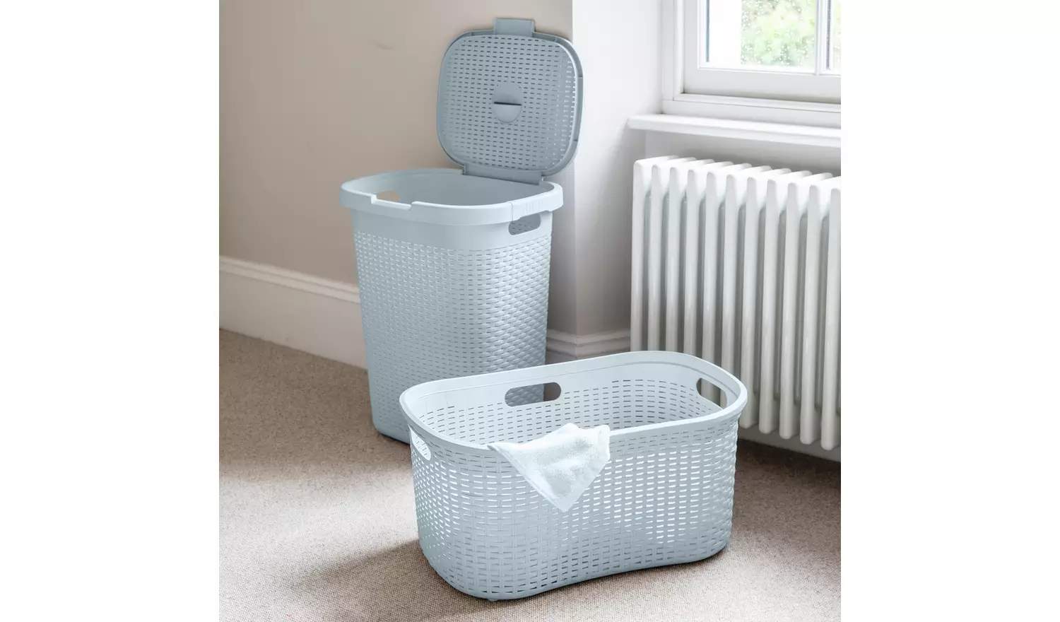 Addis Rattan 50 Litre Laundry Basket - Grey