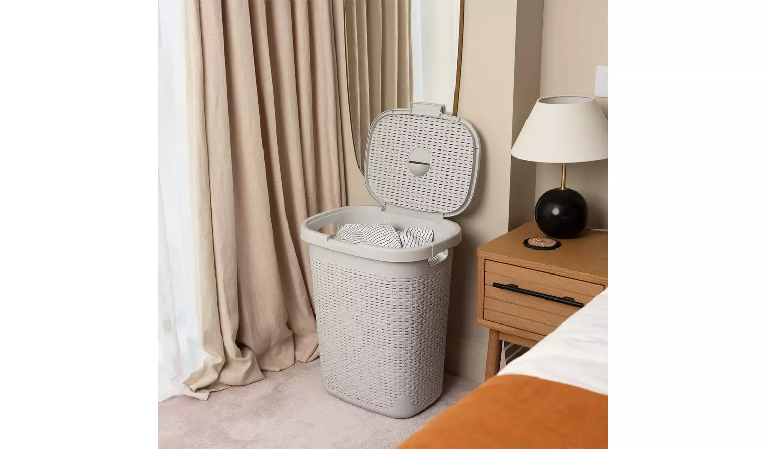 Addis Rattan 50 Litre Laundry Basket - Grey