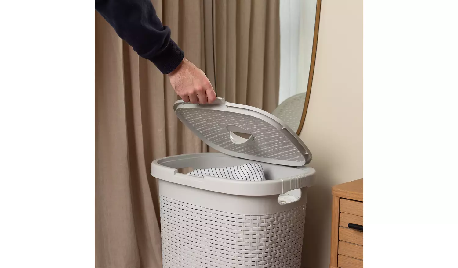 Addis Rattan 50 Litre Laundry Basket - Grey