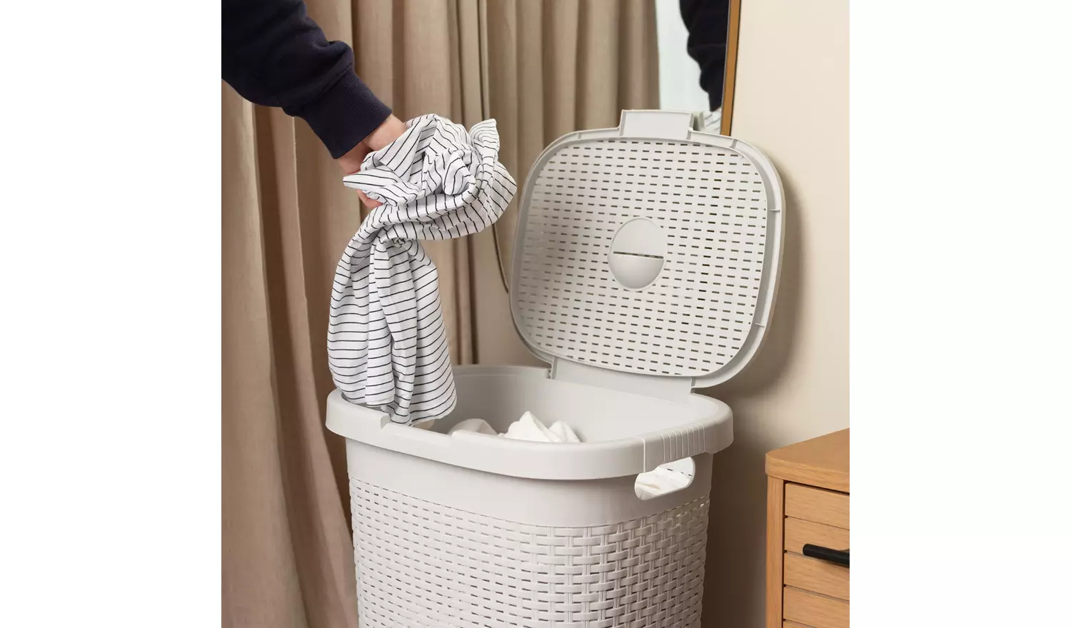 Addis Rattan 50 Litre Laundry Basket - Grey