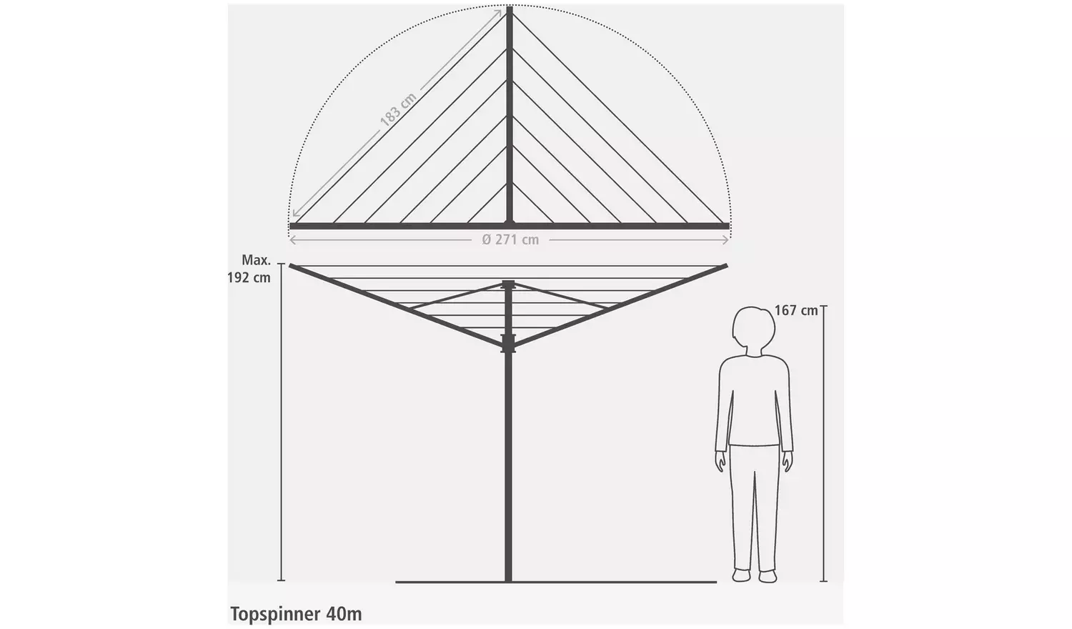 Brabantia Topspinner 40m 4 Arm Rotary Airer with Ground Tube