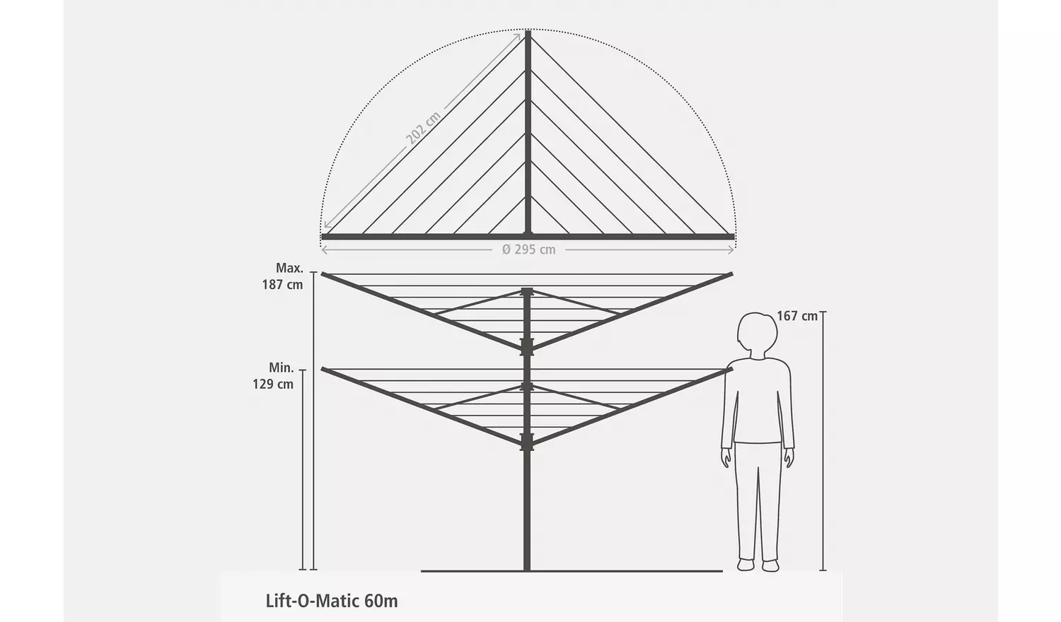 Brabantia 60m Lift-O-Matic Washing Line with Ground Spike
