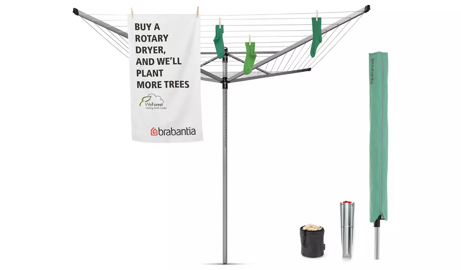 Brabantia 50m Lift-O-Matic Washing Line with Ground Spike