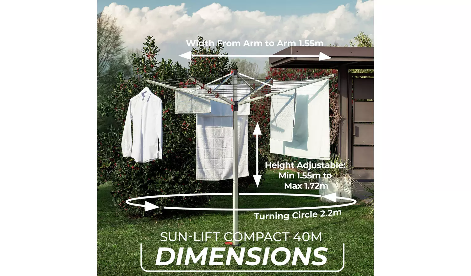 Vileda Sun-Lift 40m 4 Arm Compact Rotary Airer