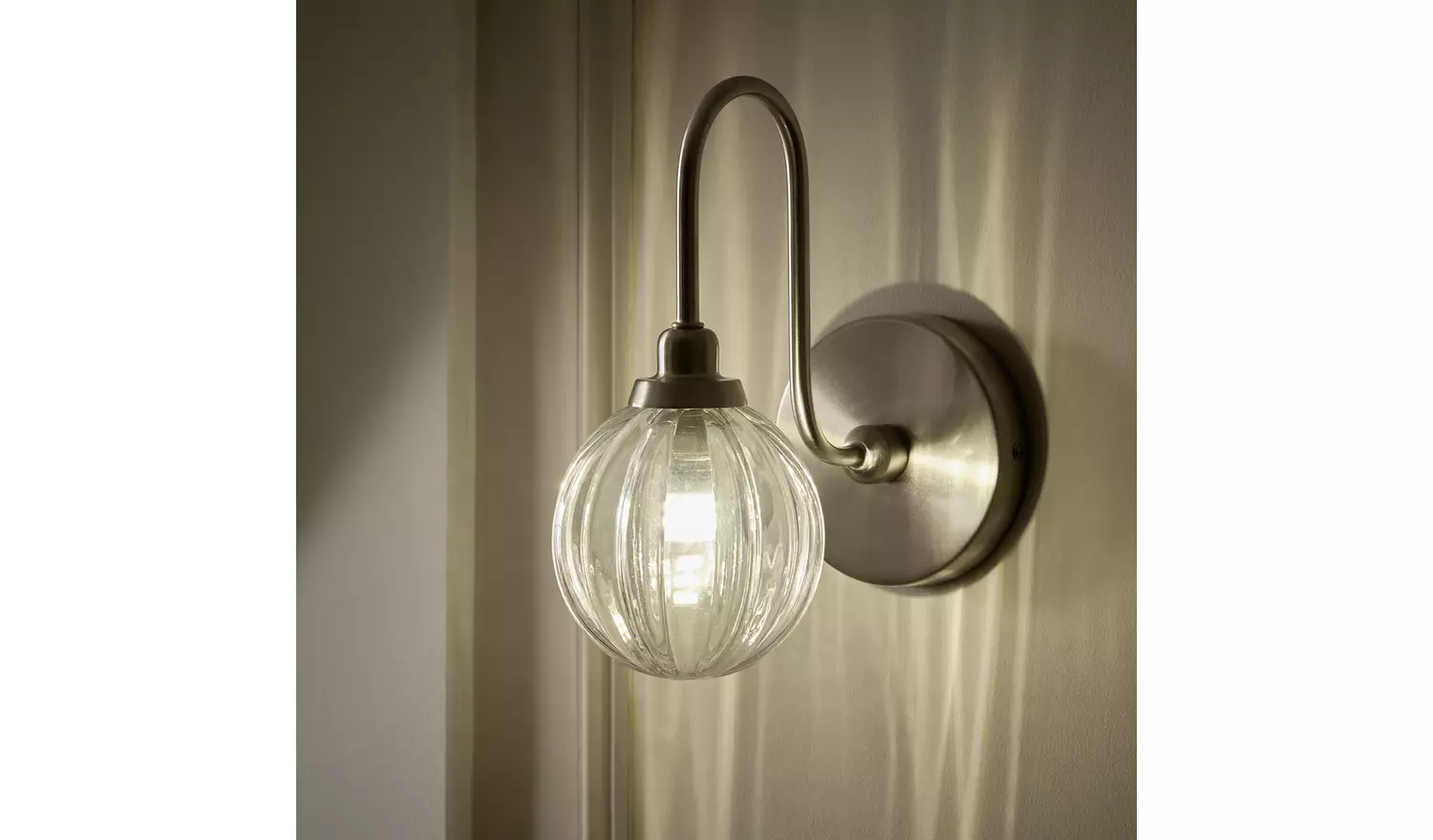 Habitat Anais Nickel Metal Bathroom Wall Light - Chrome