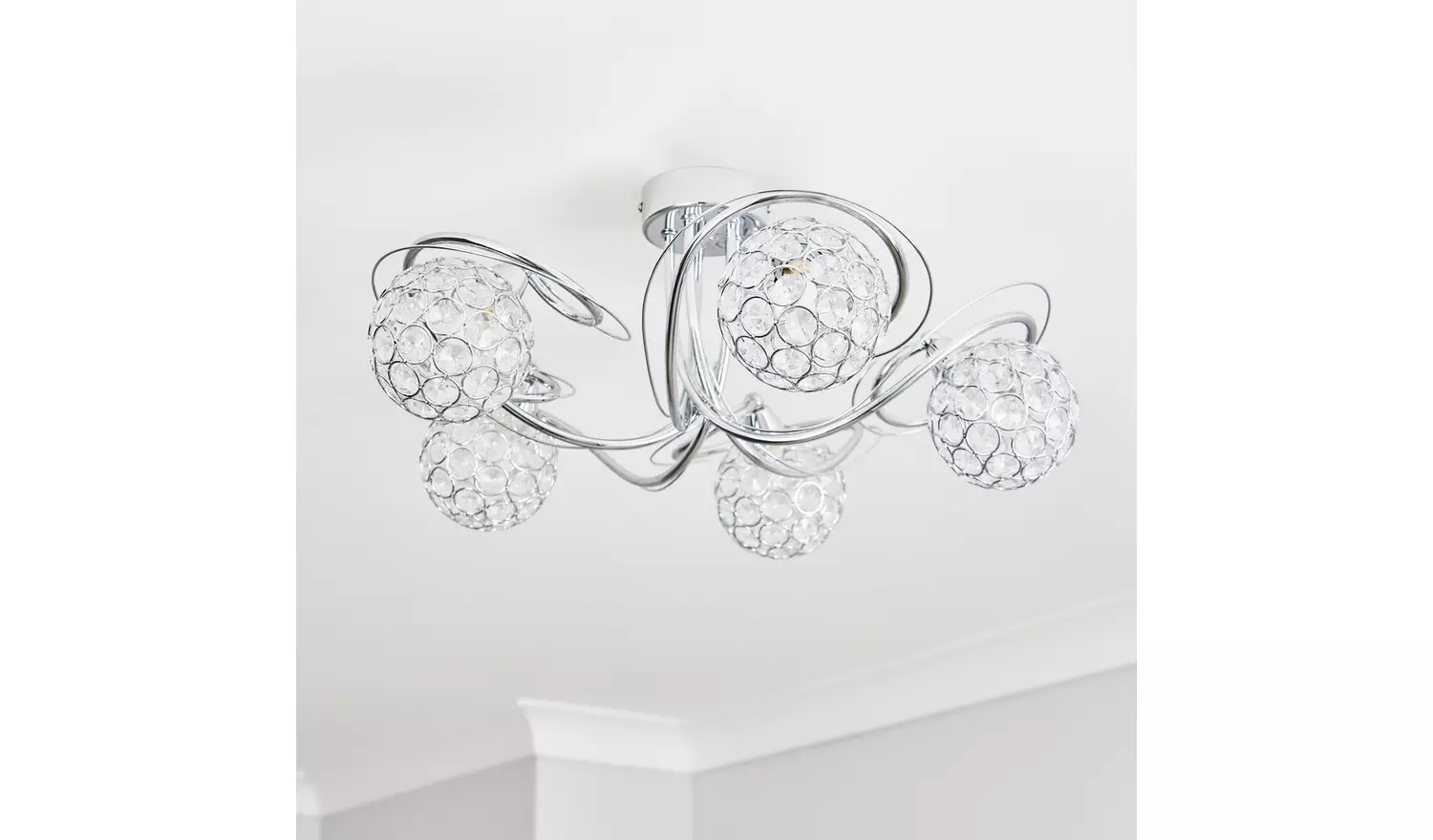 BHS Orchid Glass Flush Ceiling Light - Silver