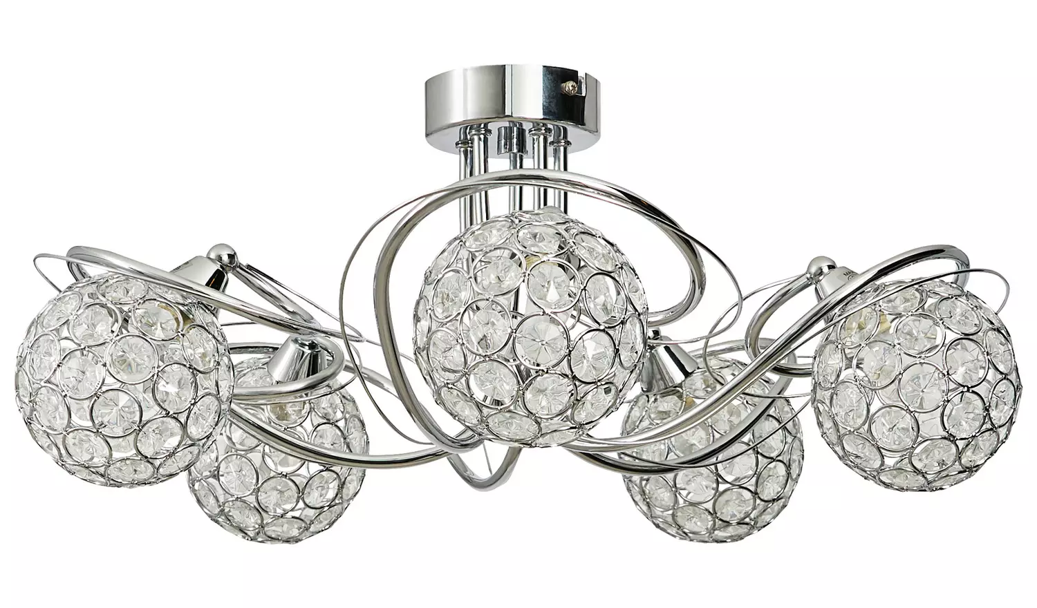 BHS Orchid Glass Flush Ceiling Light - Silver