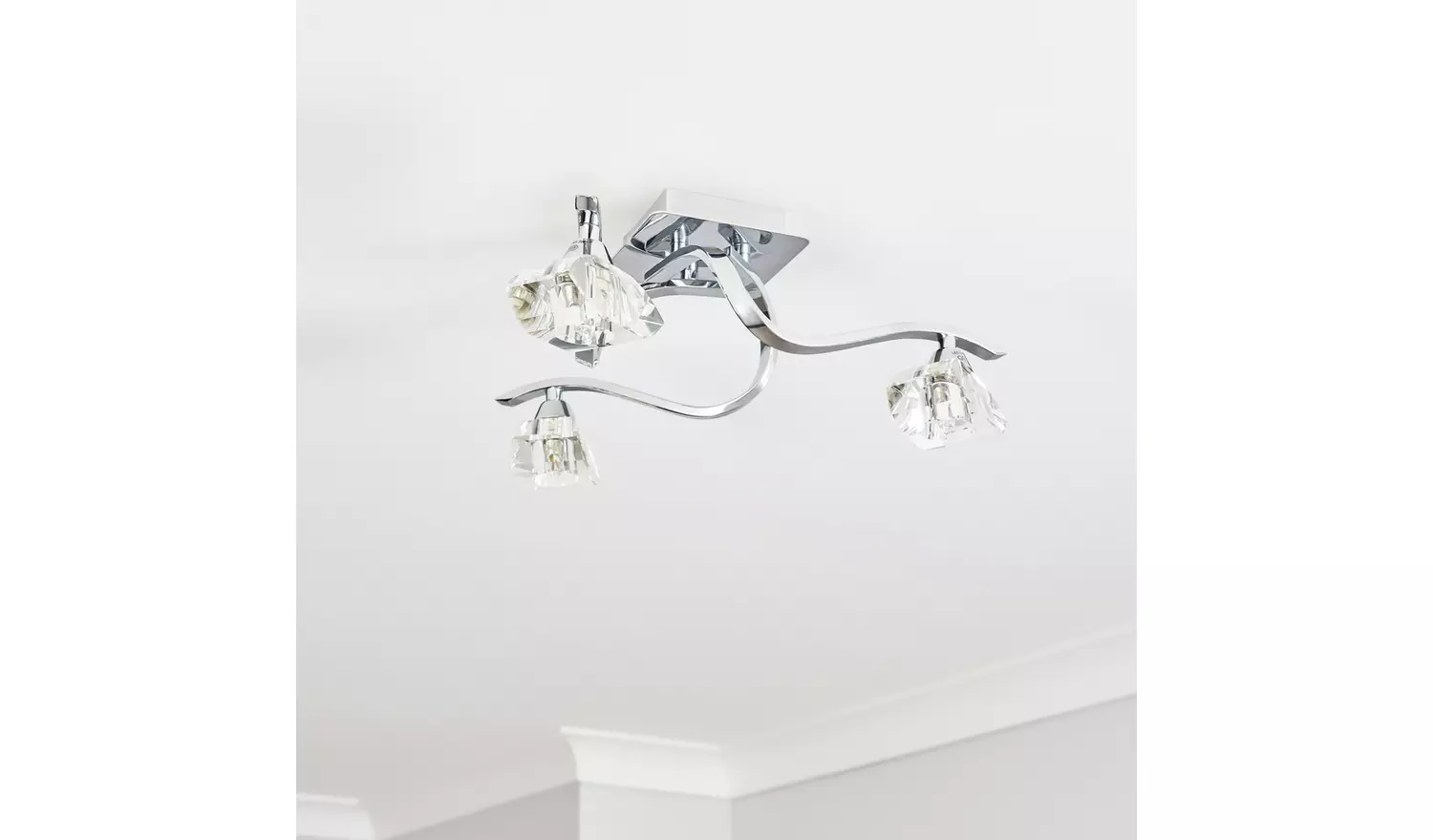 BHS Scorpio Glass Flush Ceiling Light - Silver